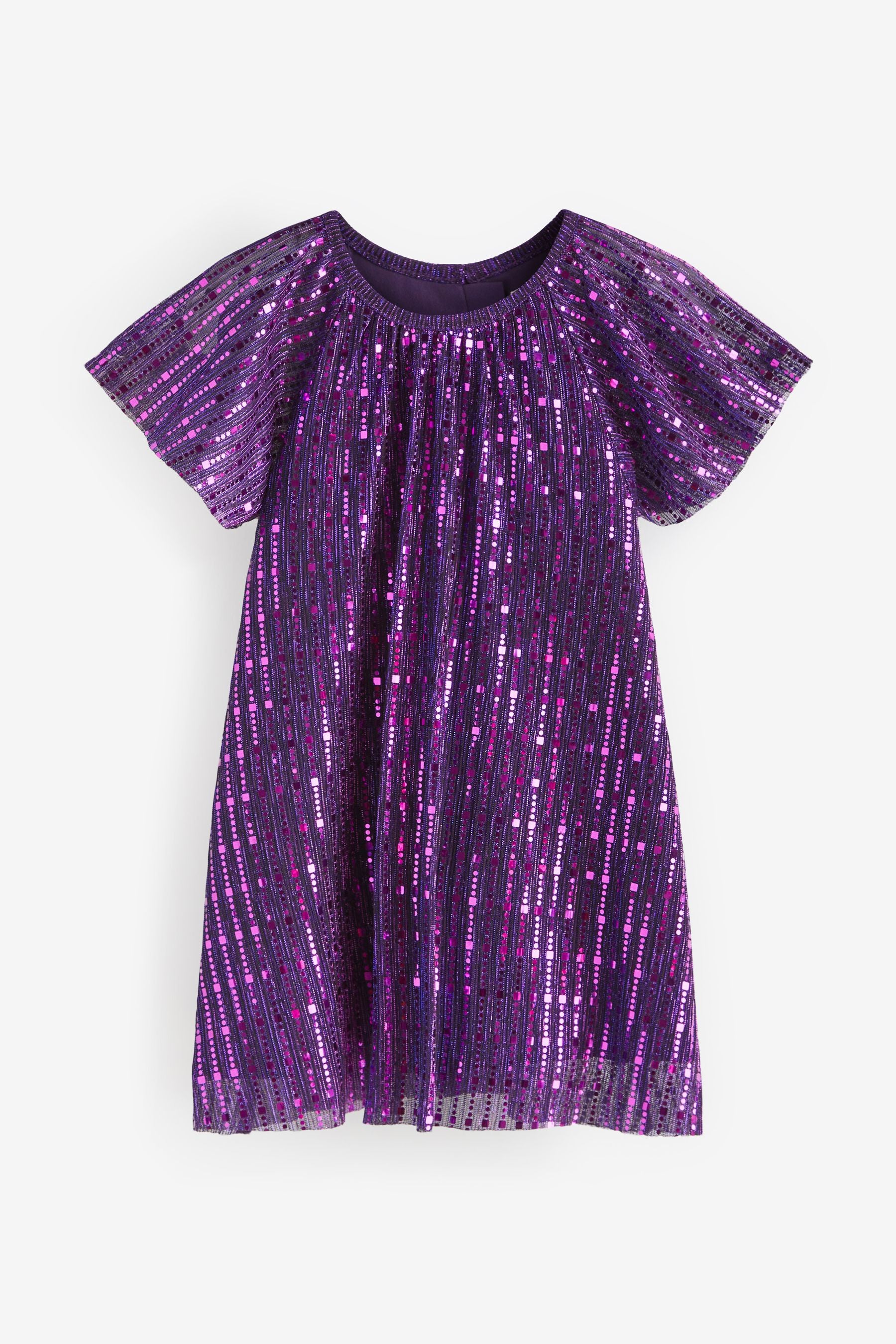 Purple Sequin Party Angel Sleeve Dress (3mths-10yrs)