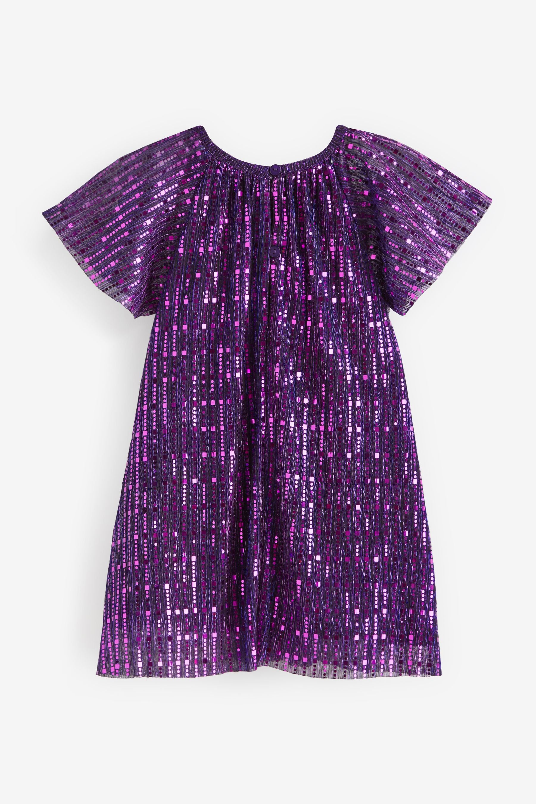 Purple Sequin Party Angel Sleeve Dress (3mths-10yrs)