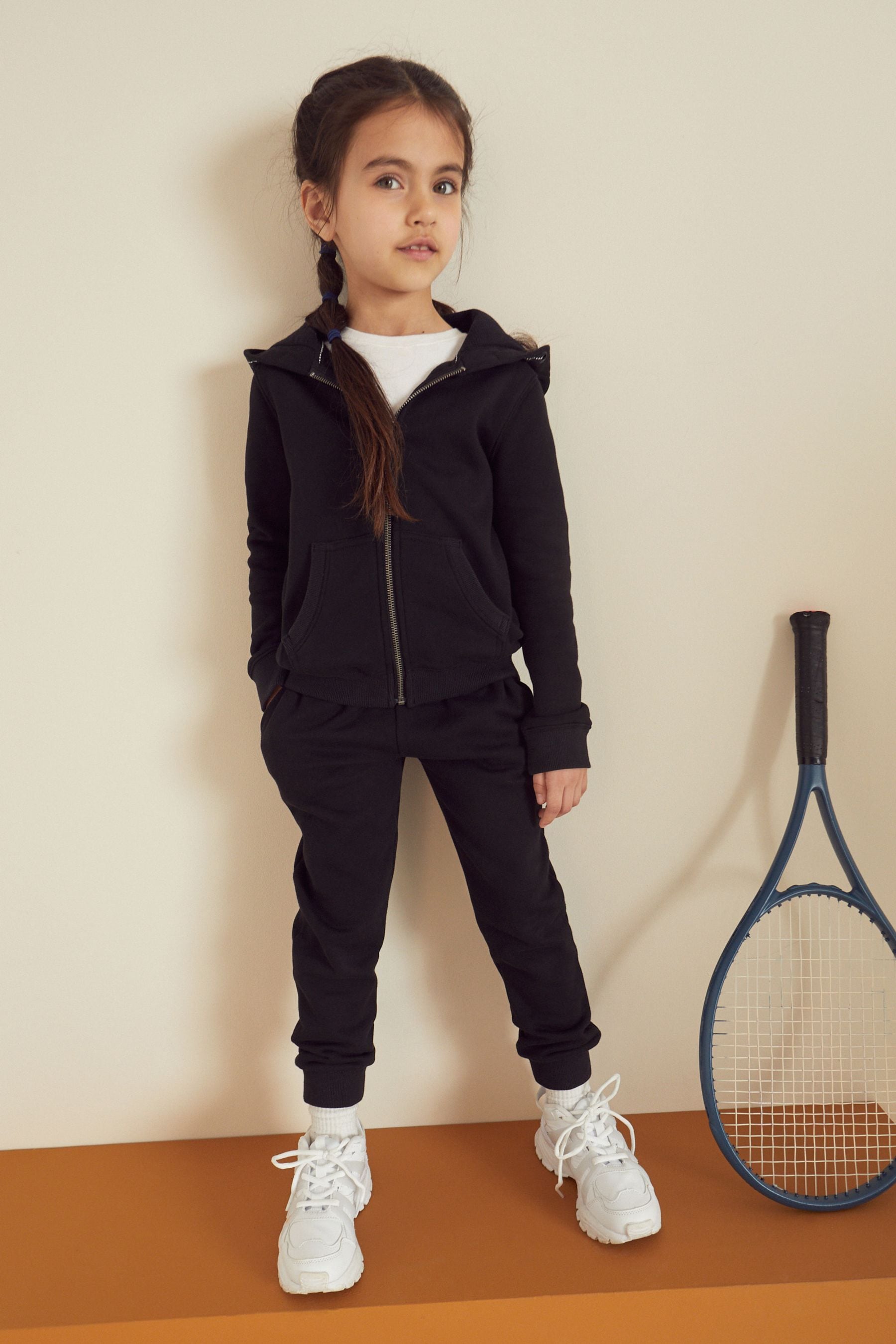 Black Zip Through Hoodie And Joggers School Sports Set (3-16yrs)