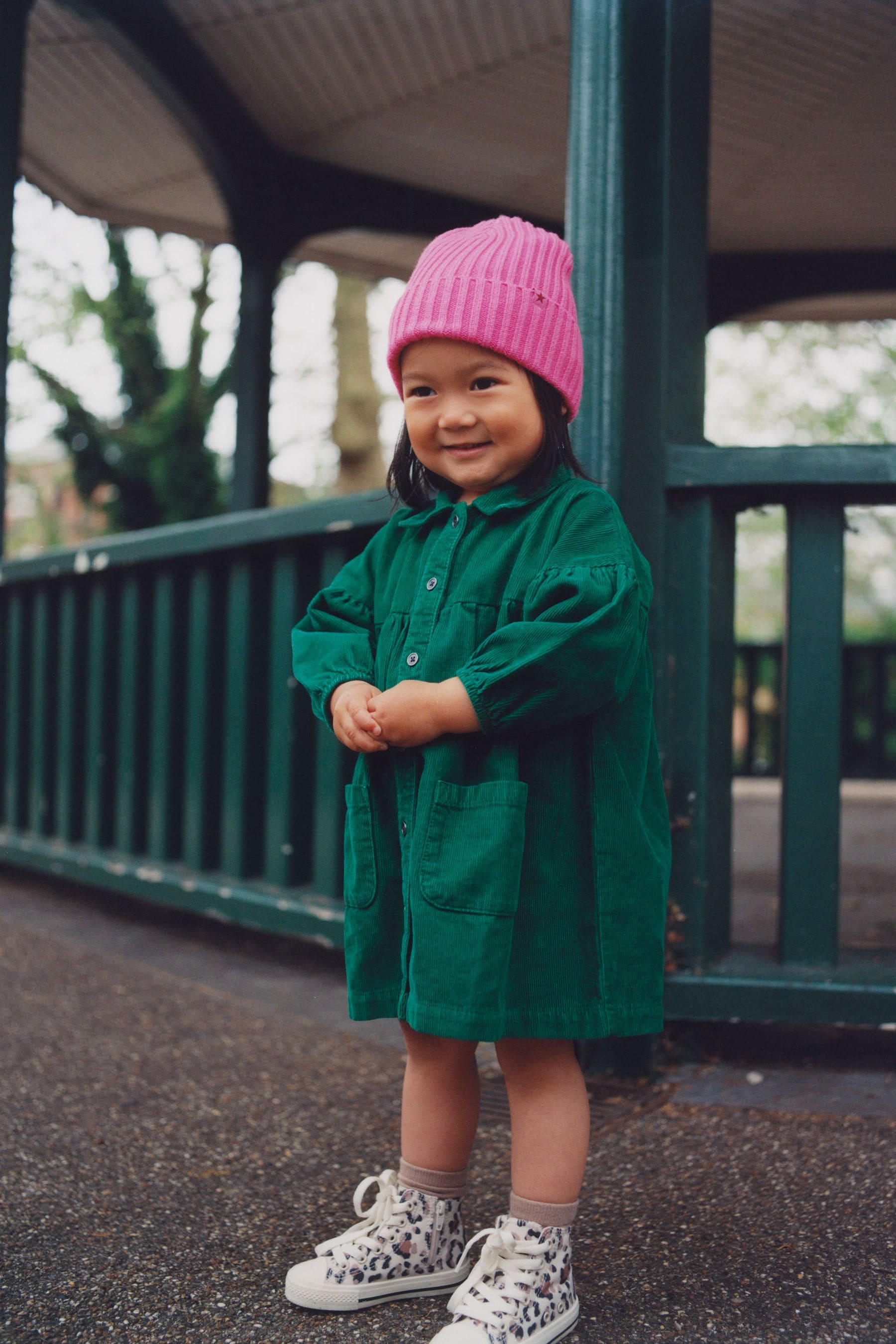 Green Corduroy Cotton Shirt Dress (3mths-8yrs)