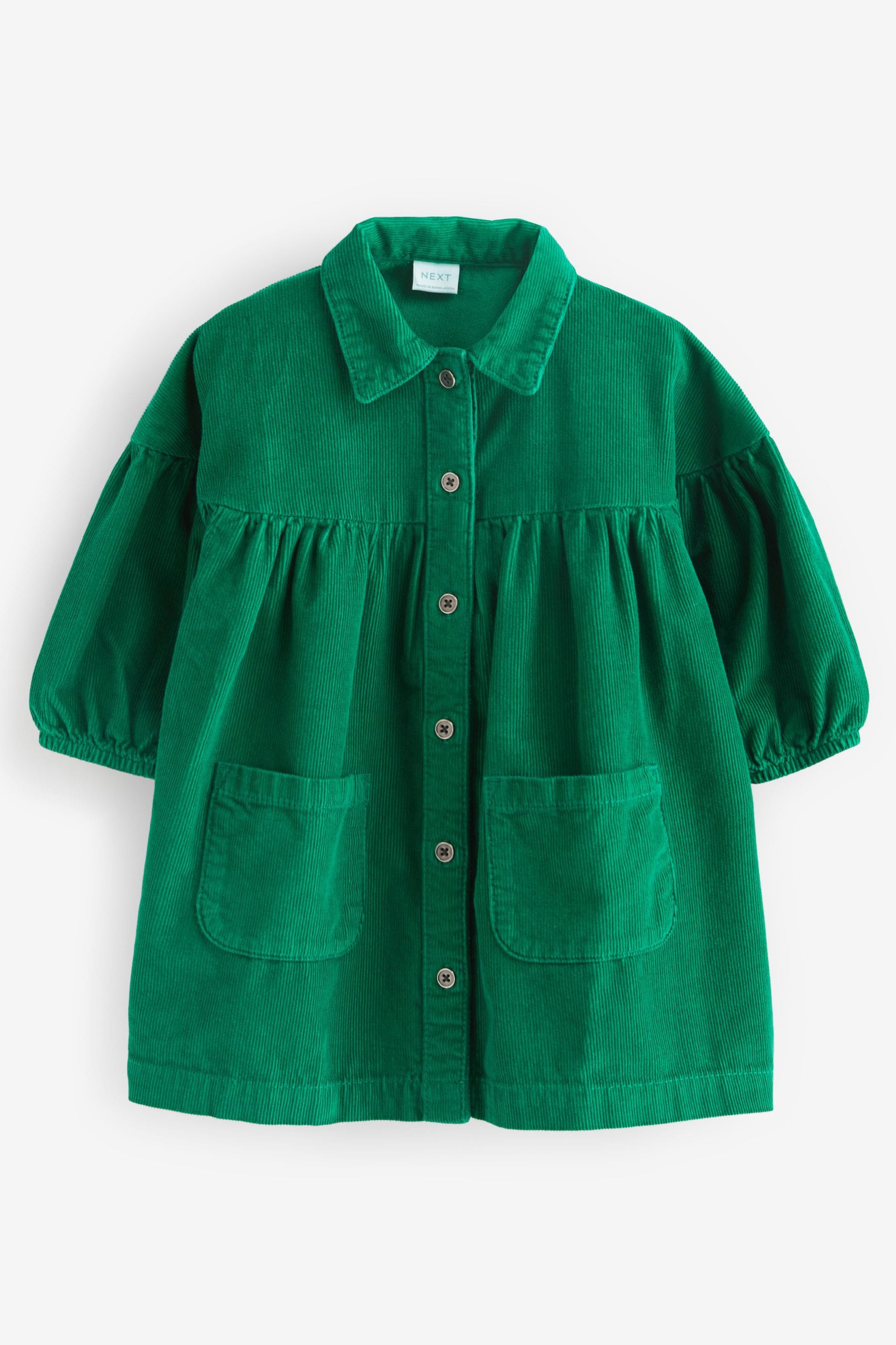 Green Corduroy Cotton Shirt Dress (3mths-8yrs)