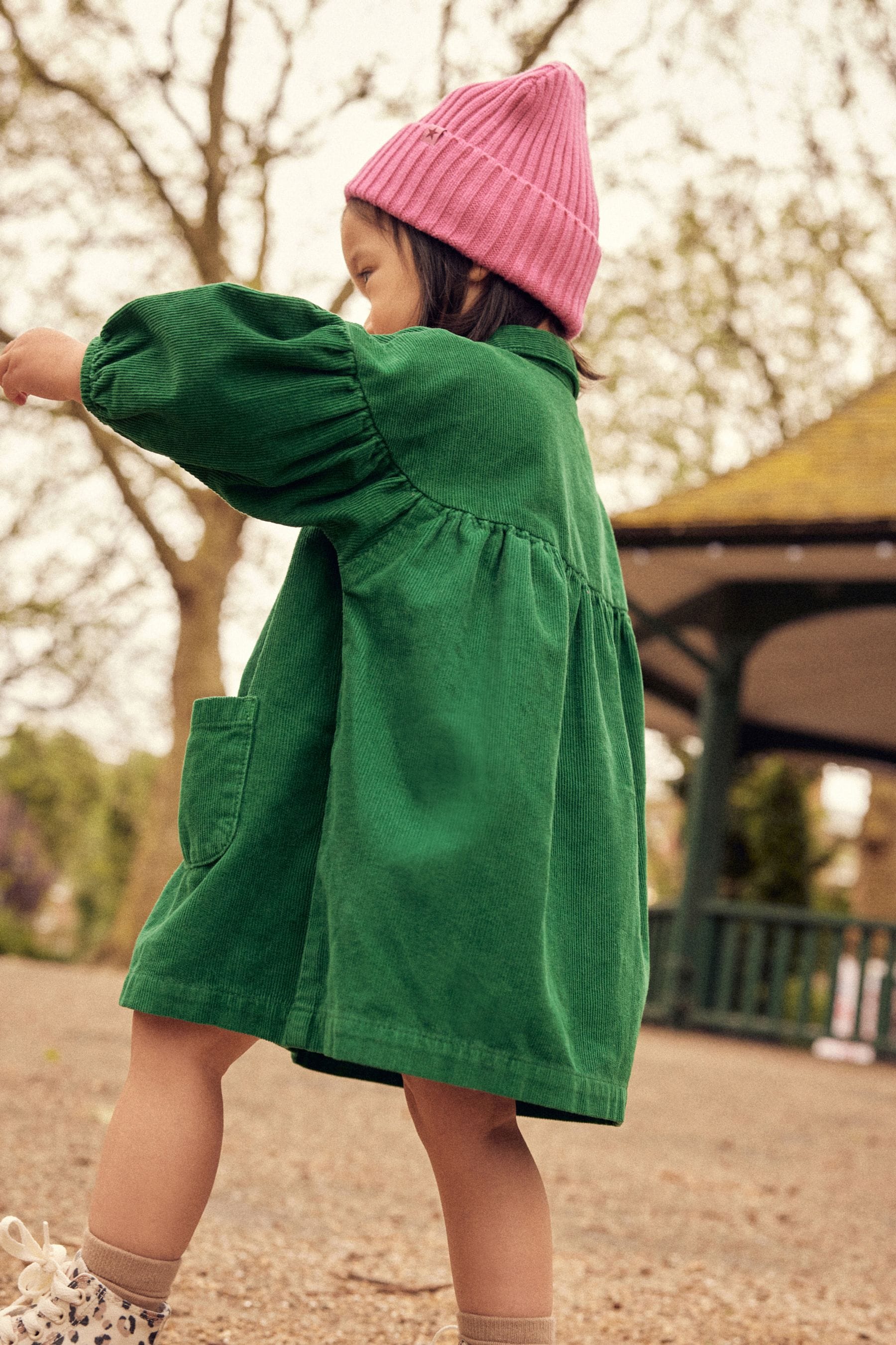 Green Corduroy Cotton Shirt Dress (3mths-8yrs)