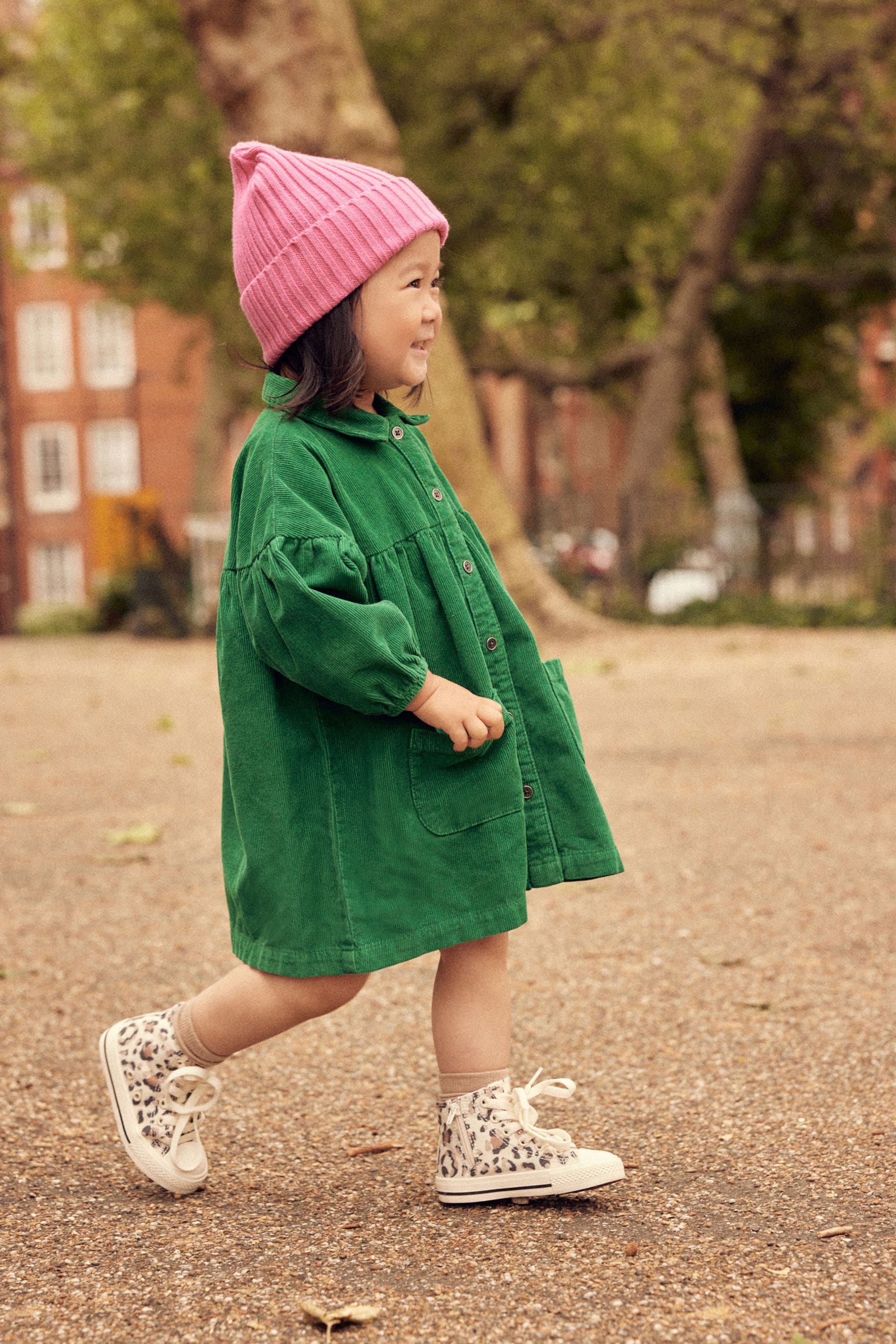 Green Corduroy Cotton Shirt Dress (3mths-8yrs)