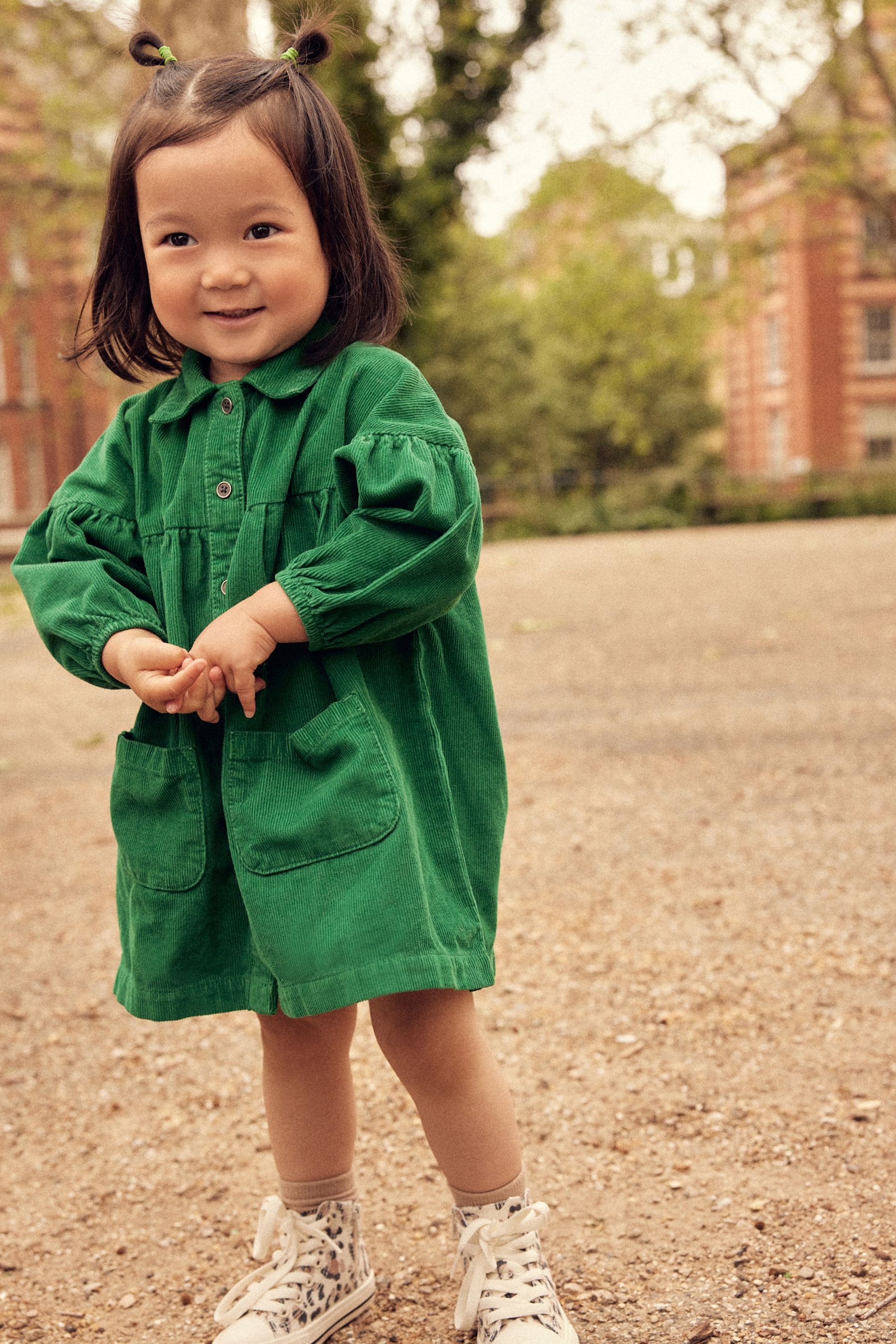 Green Corduroy Cotton Shirt Dress (3mths-8yrs)