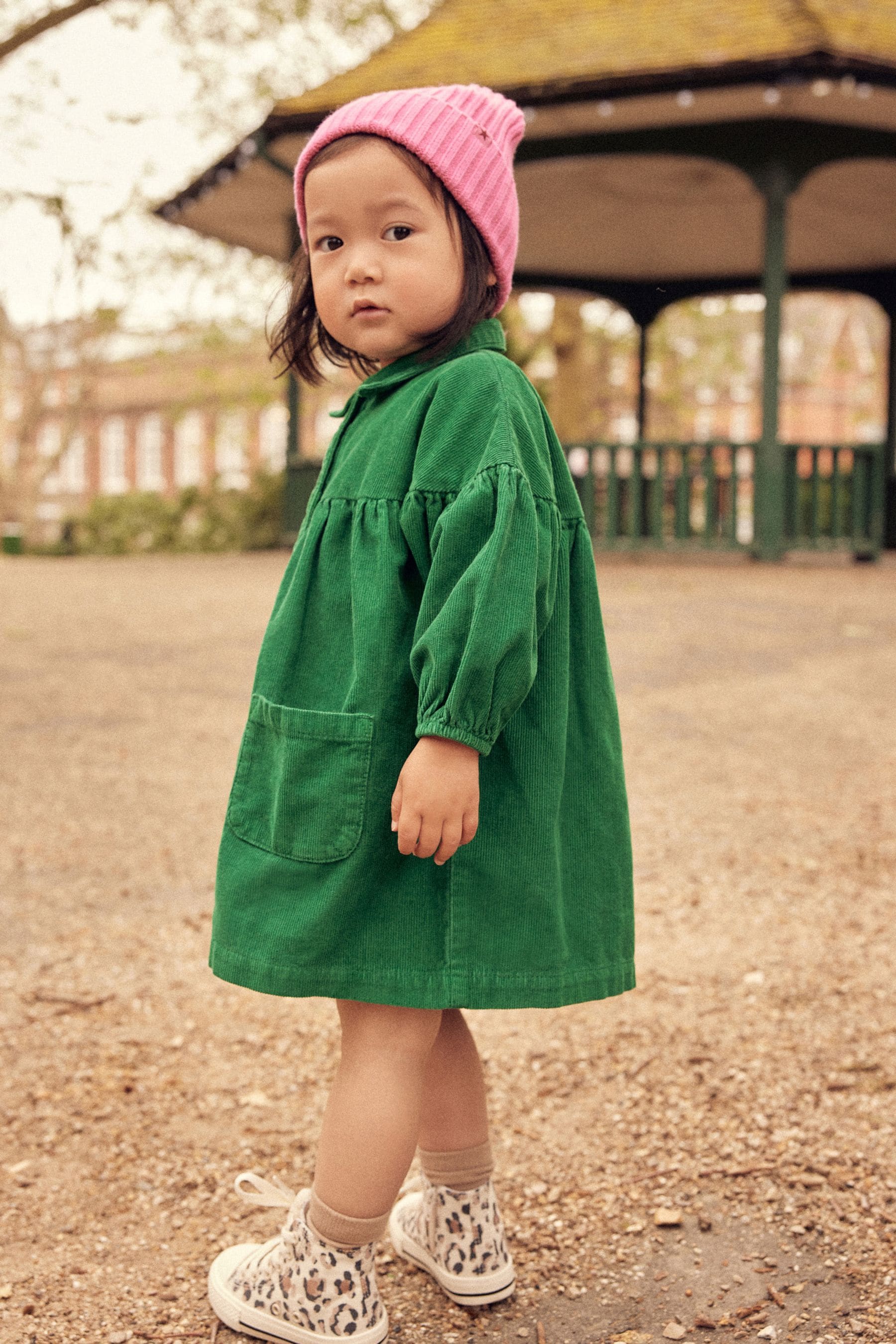 Green Corduroy Cotton Shirt Dress (3mths-8yrs)