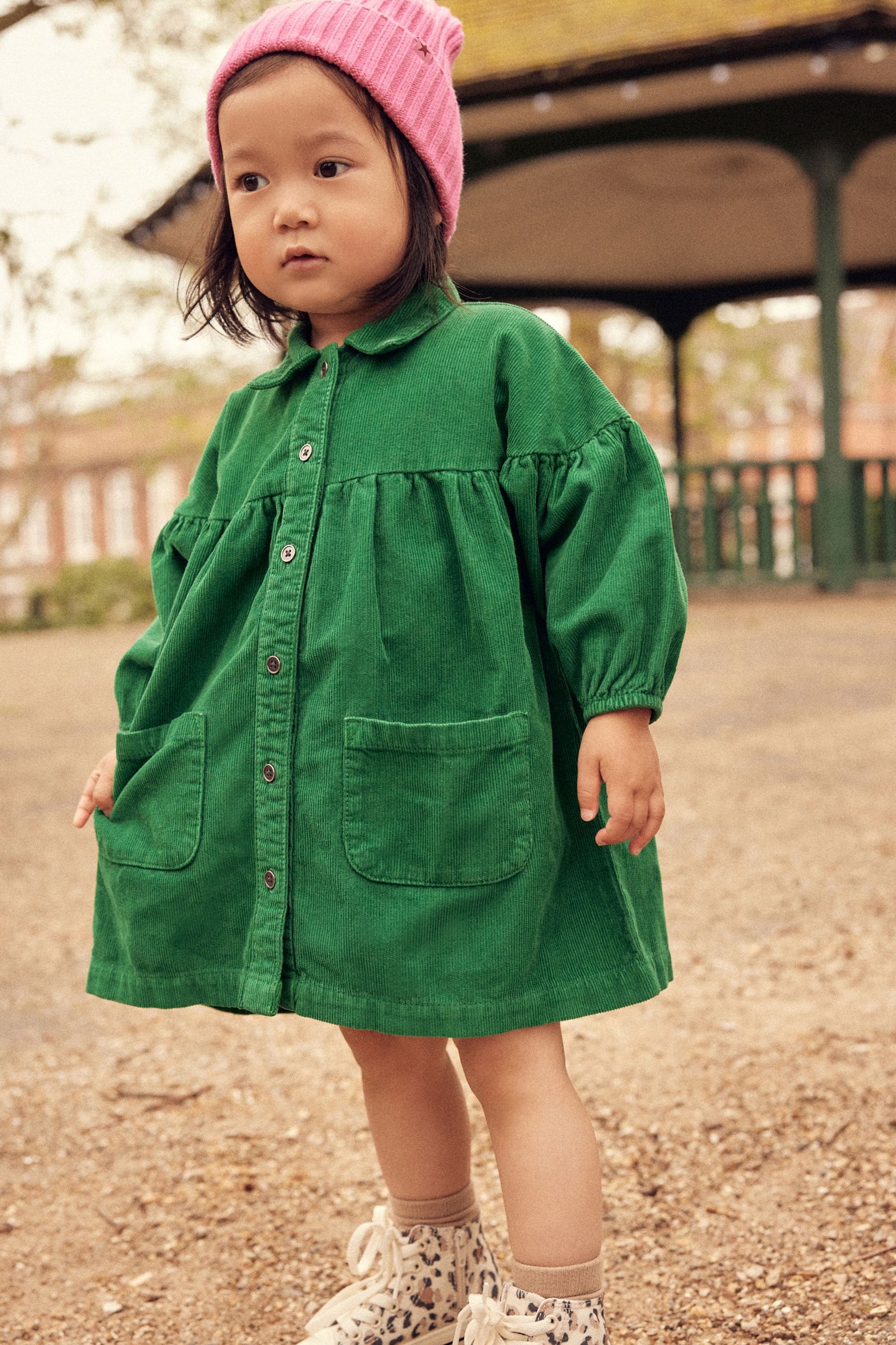 Green Corduroy Cotton Shirt Dress (3mths-8yrs)