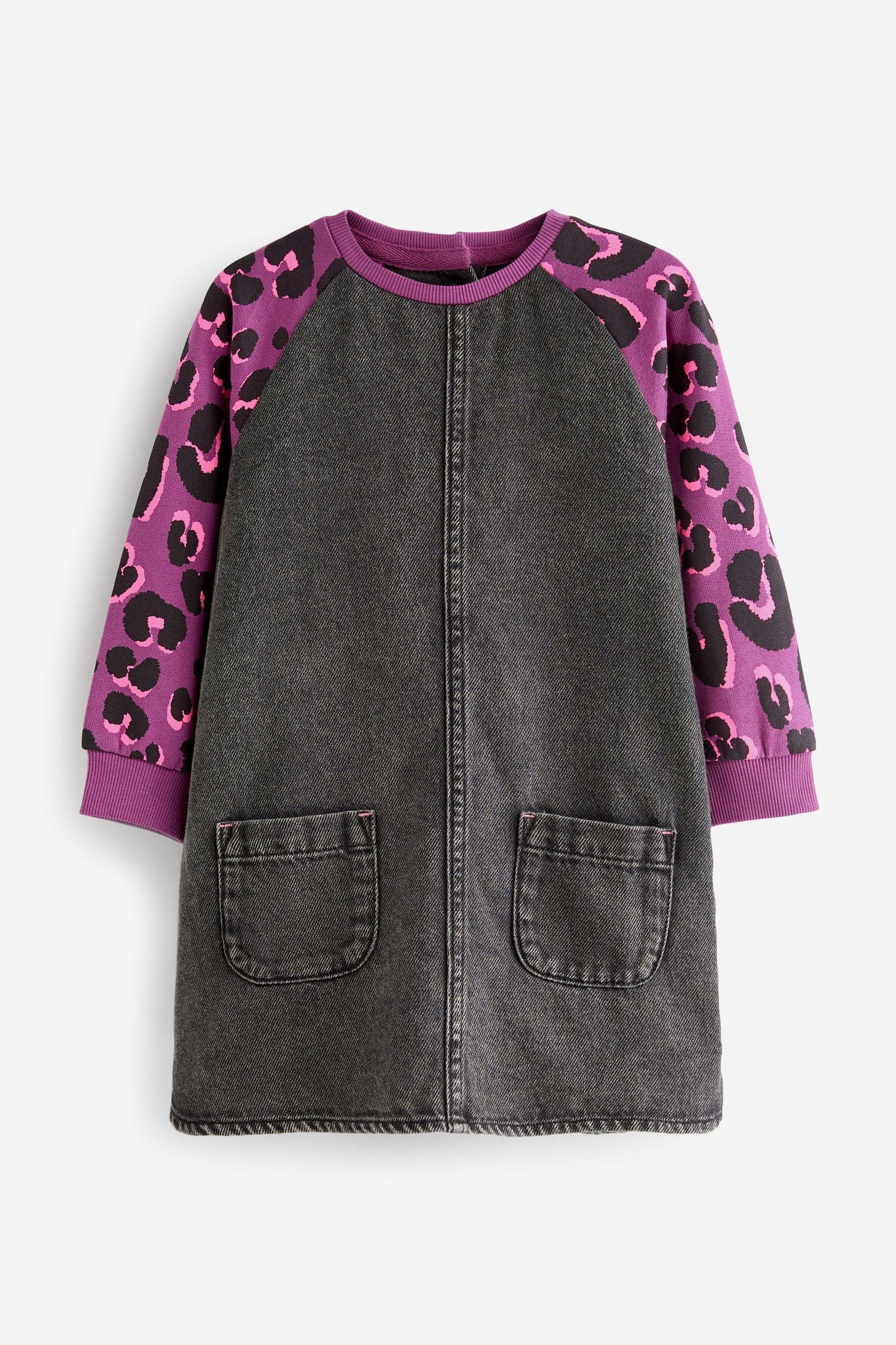 Purple Animal Print Raglan Denim Dress (3mths-8yrs)