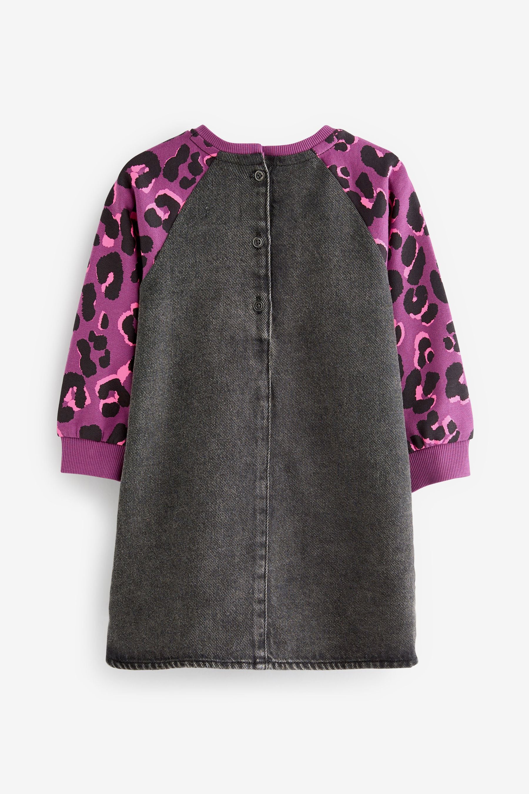 Purple Animal Print Raglan Denim Dress (3mths-8yrs)