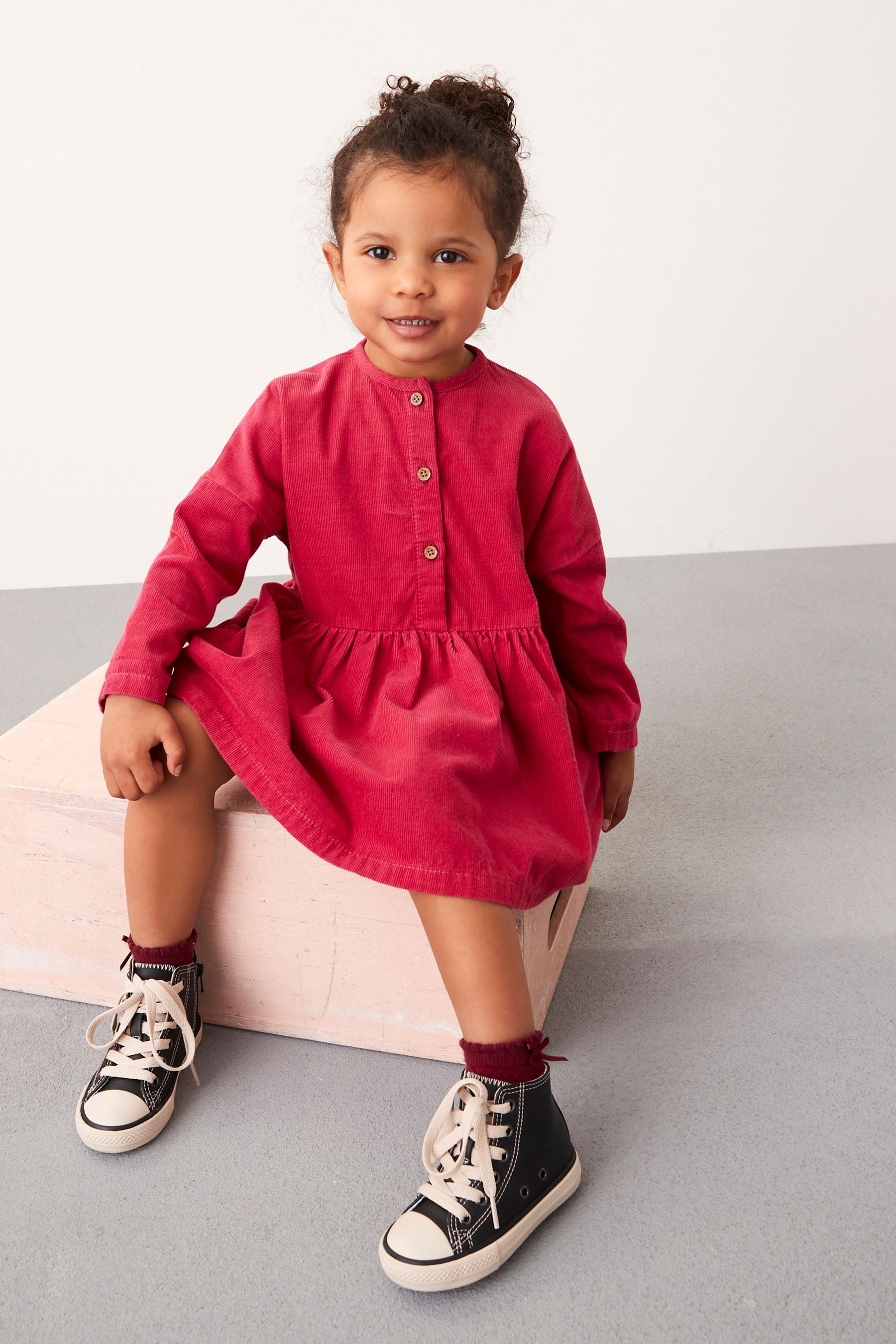 Raspberry Pink Corduroy Relaxed Dress (3mths-8yrs)