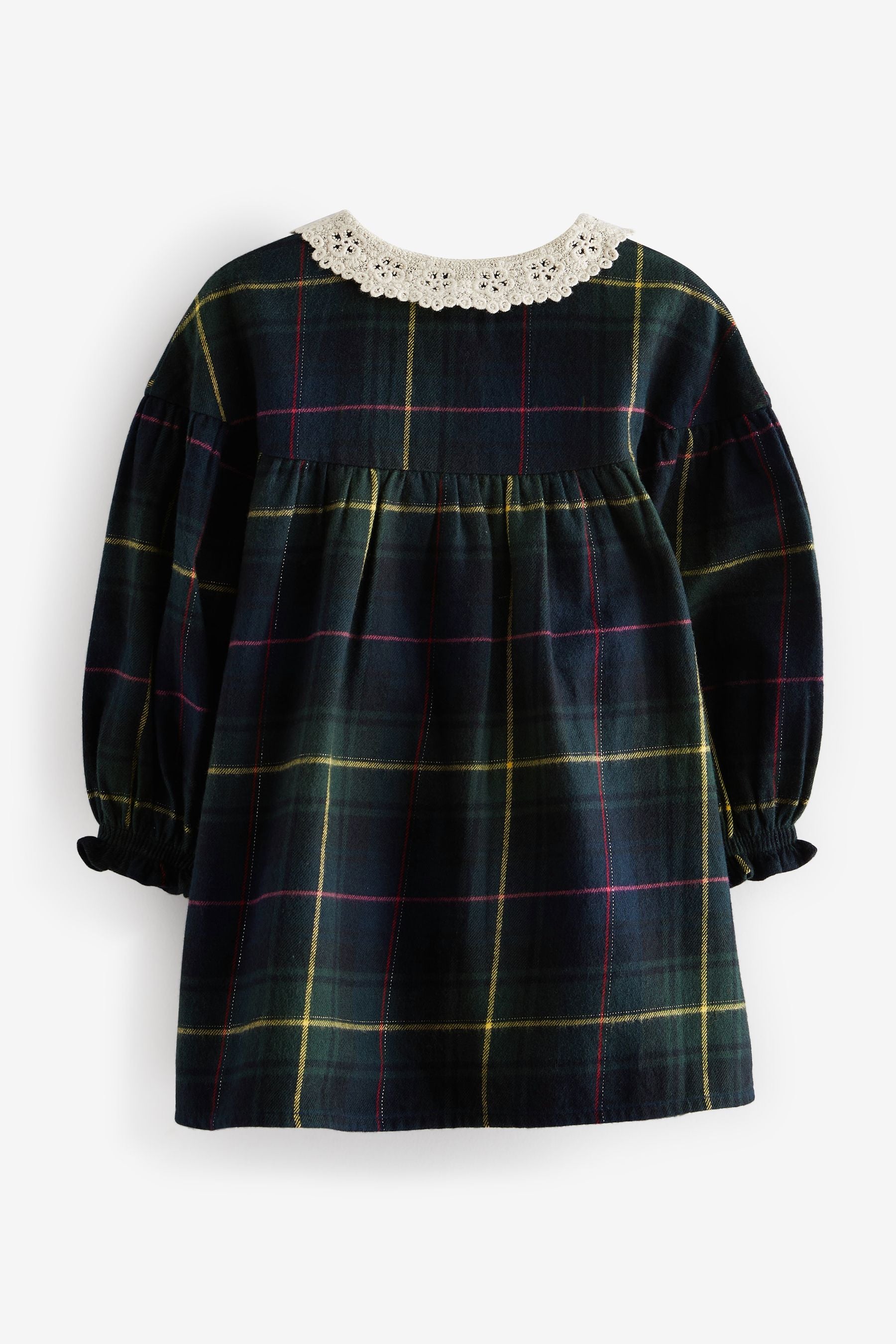 Green/Blue Check Lace Collar Dress (3mths-8yrs)