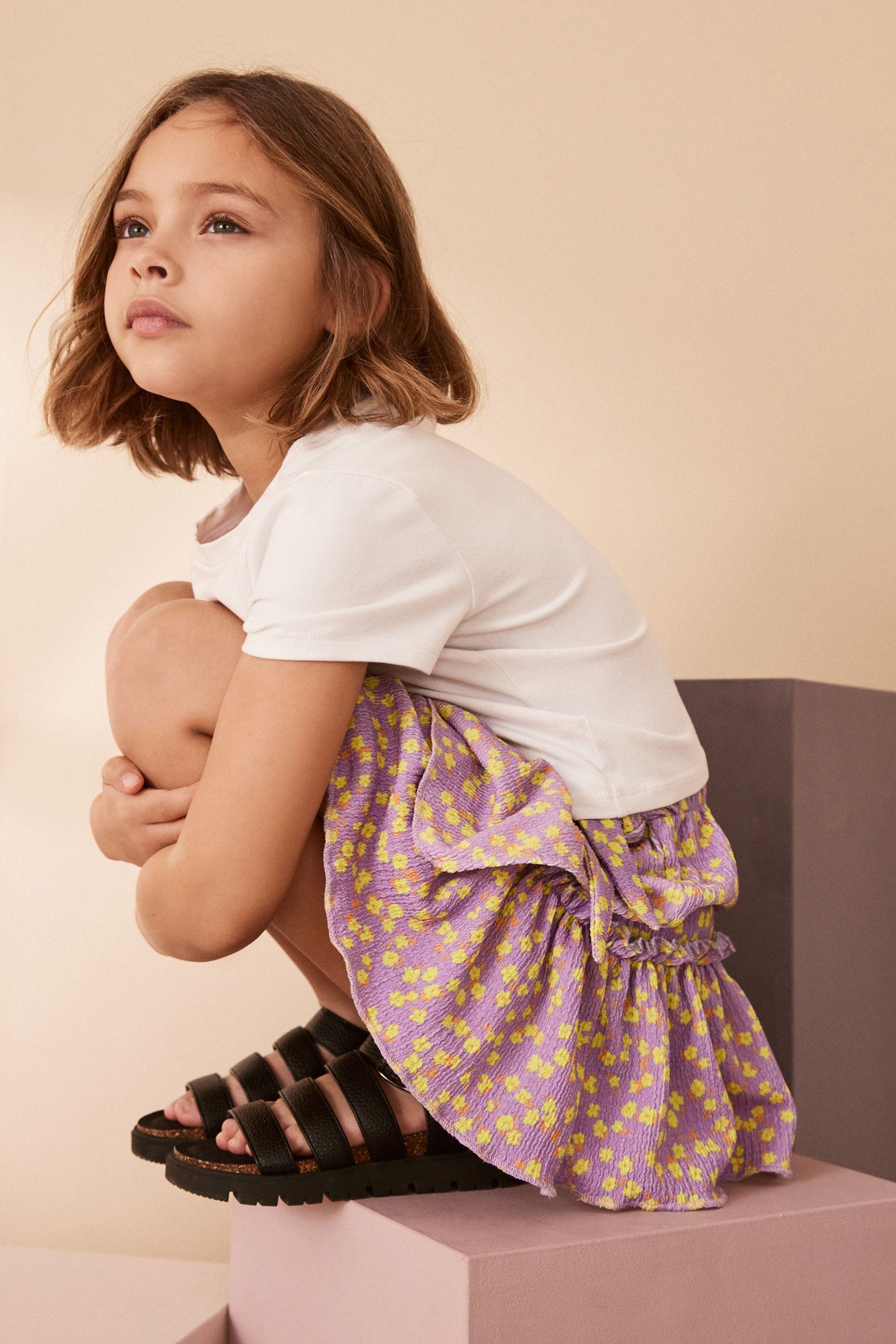 Lilac Purple Floral Ditsy Wrap Skirt (3-16yrs)