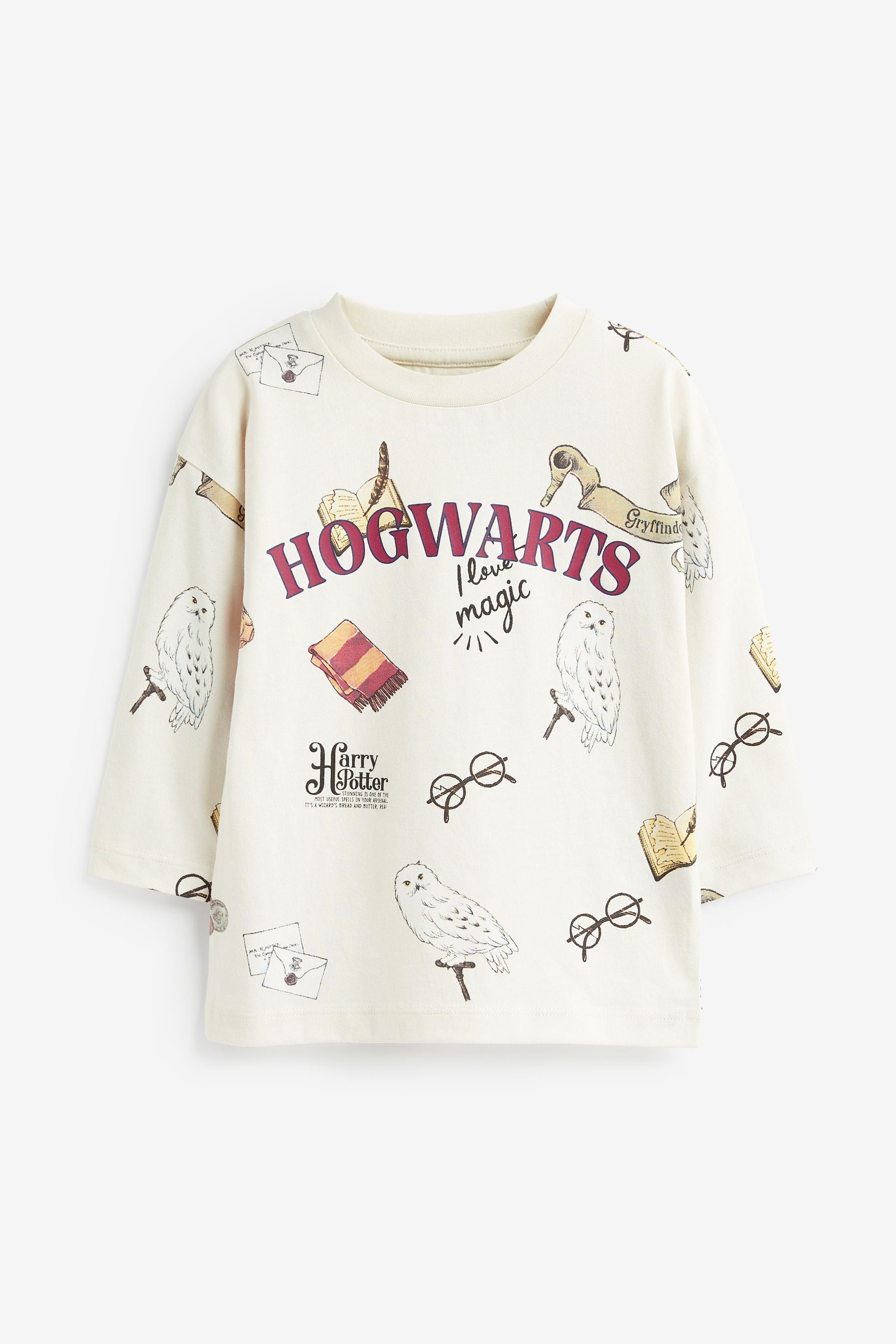 Hogwarts Ecru Cream Long Sleeve License T-Shirt (3mths-8yrs)