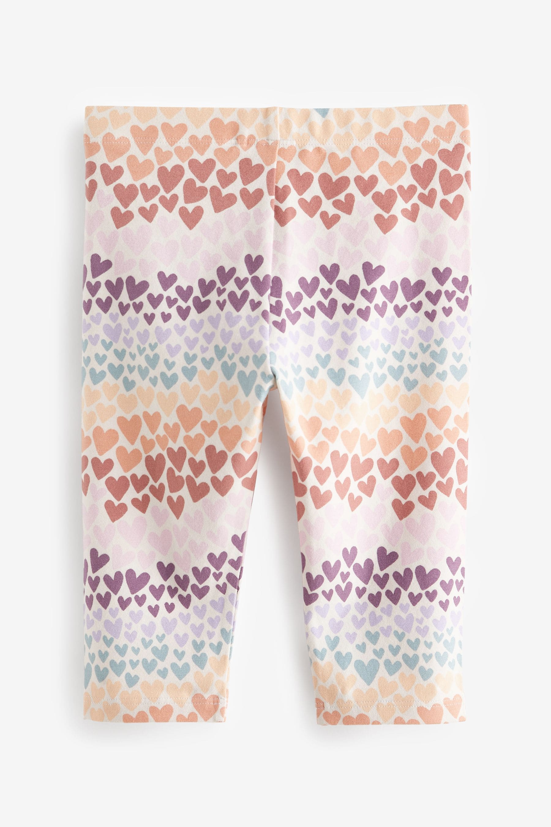 Purple/Coral Orange Pastel Hearts Cropped Leggings 4 Pack (3-16yrs)