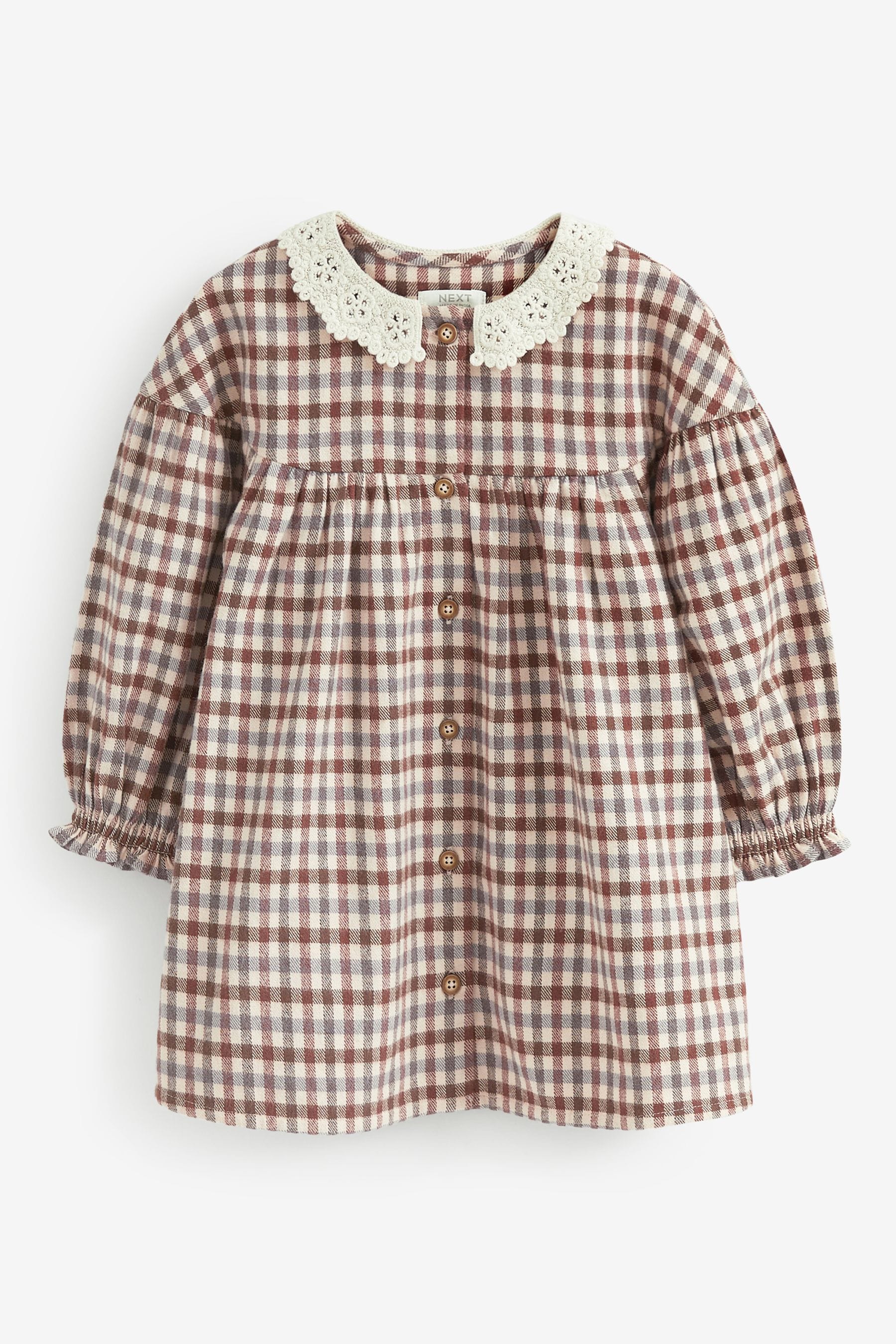 Beige Check Lace Collar Dress (3mths-8yrs)