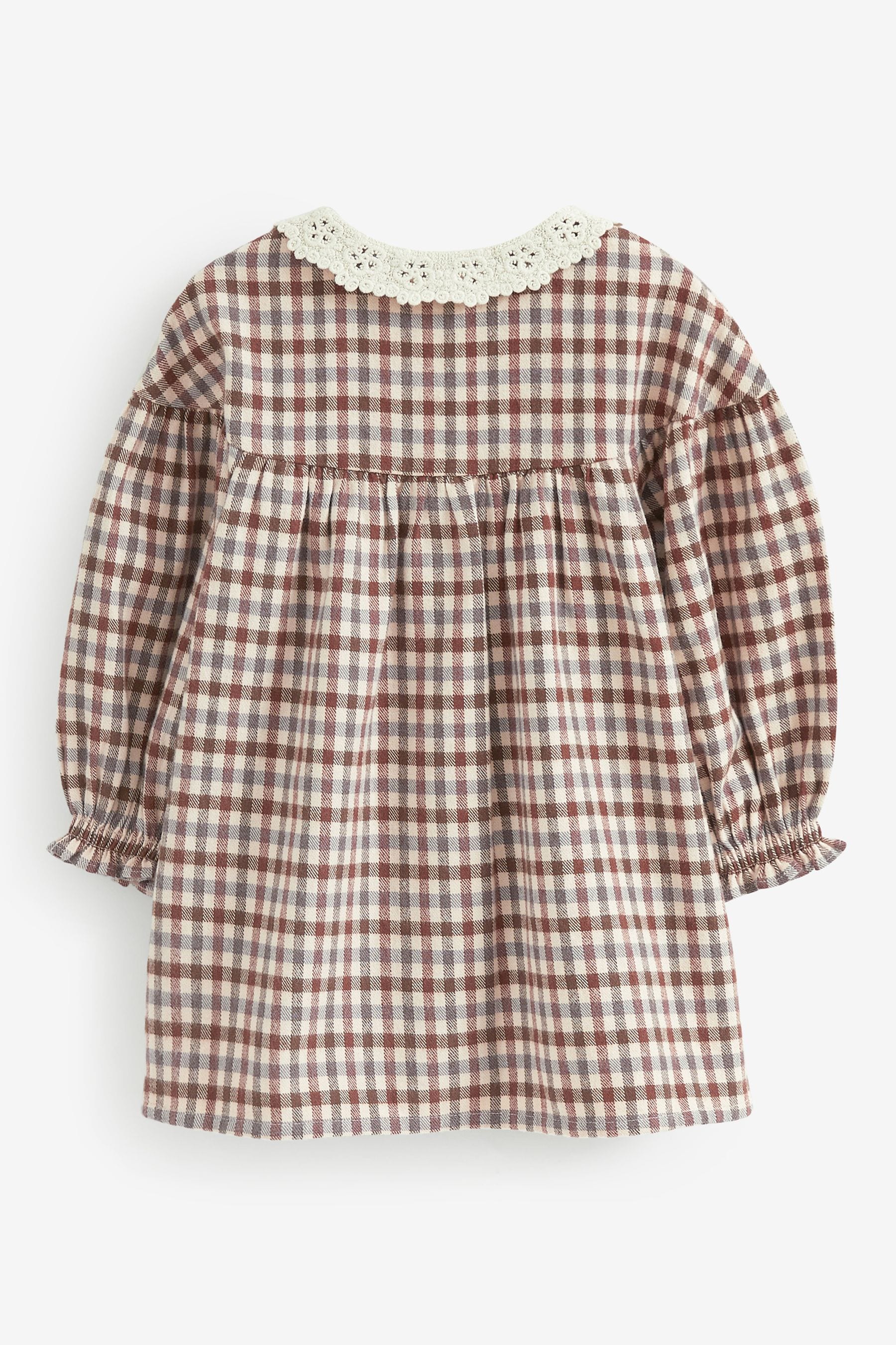 Beige Check Lace Collar Dress (3mths-8yrs)