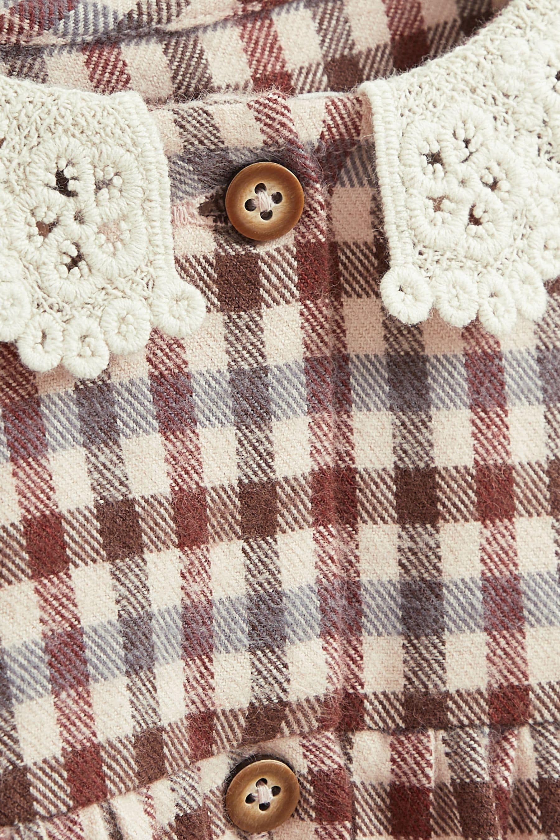 Beige Check Lace Collar Dress (3mths-8yrs)