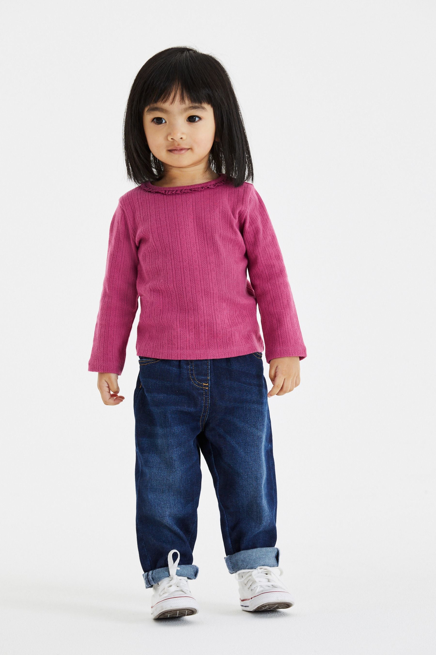 Berry Red Plain Pointelle Top (3mths-7yrs)