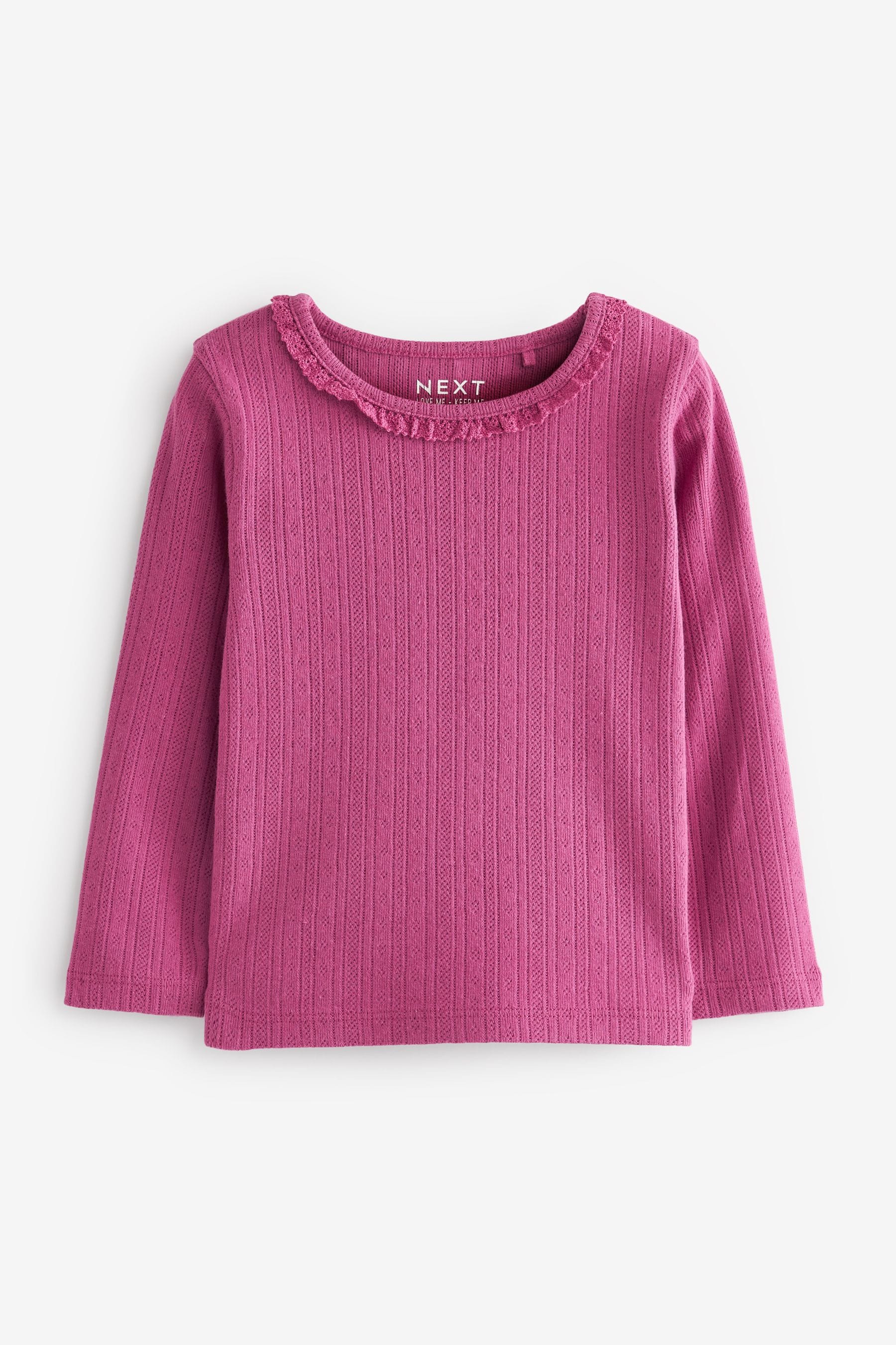 Berry Red Plain Pointelle Top (3mths-7yrs)