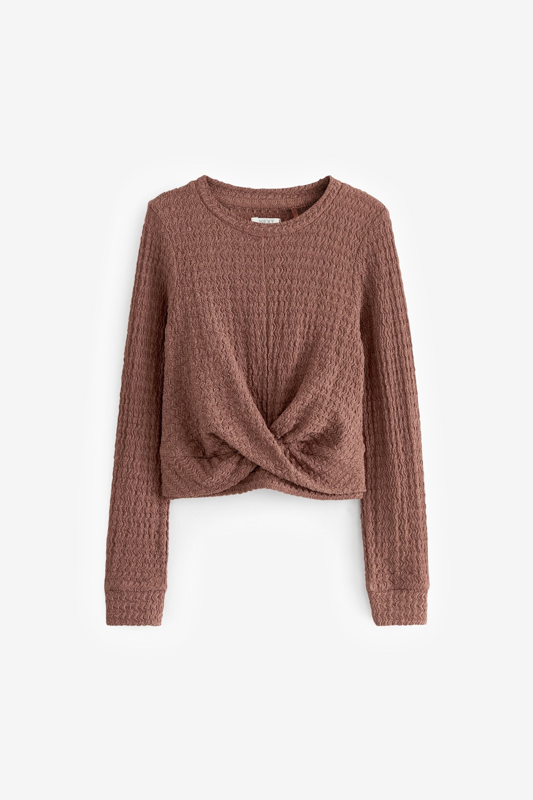 Brown Textured Wrap Long Sleeve T-Shirt (3-16yrs)