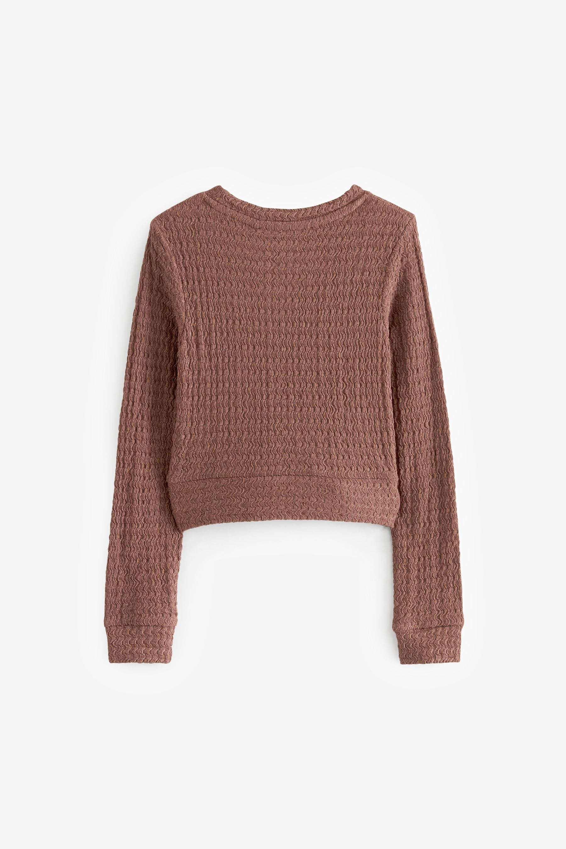 Brown Textured Wrap Long Sleeve T-Shirt (3-16yrs)