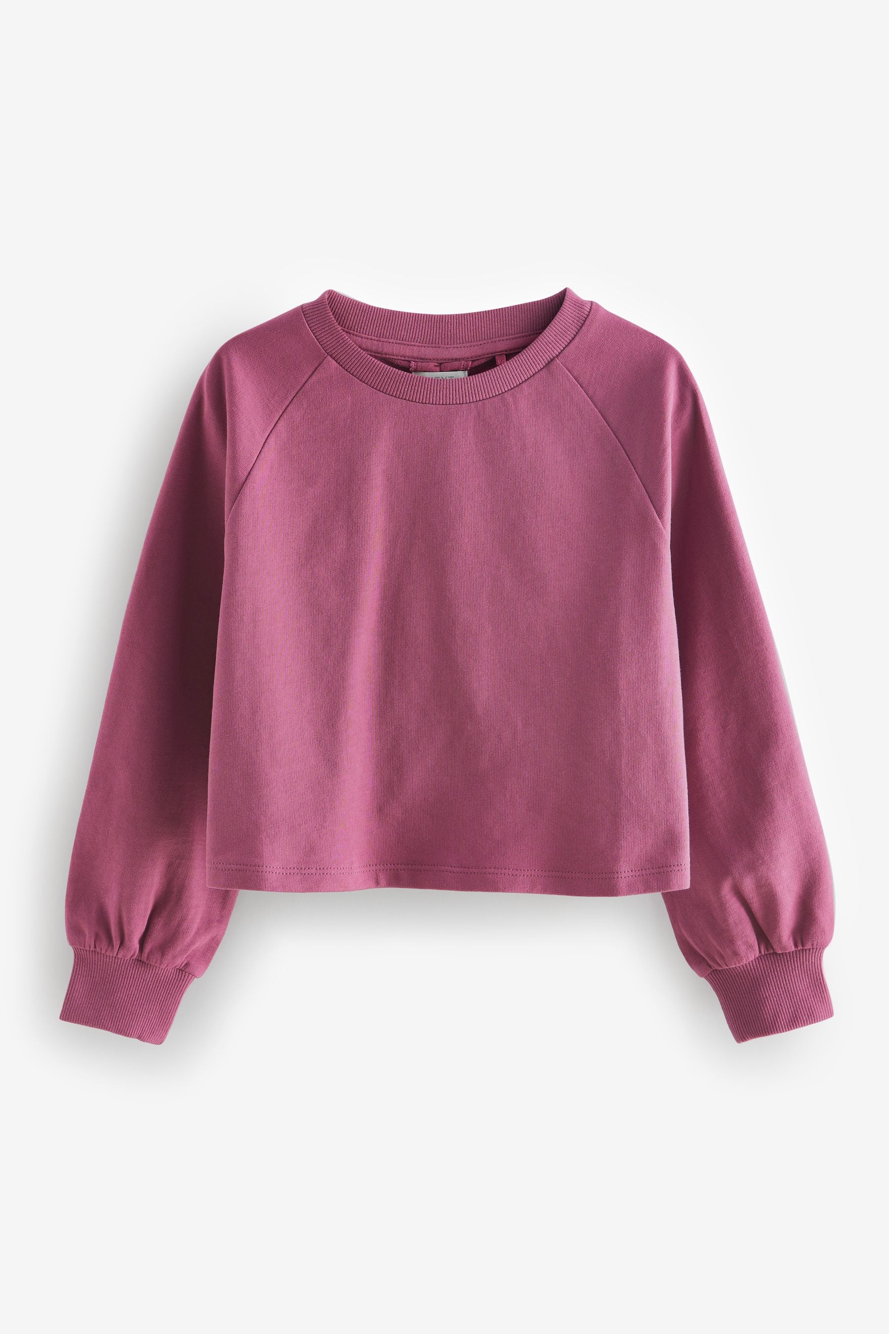 Berry Purple Boxy Ruched Back Long Sleeve Cuffed T-Shirt (3-16yrs)