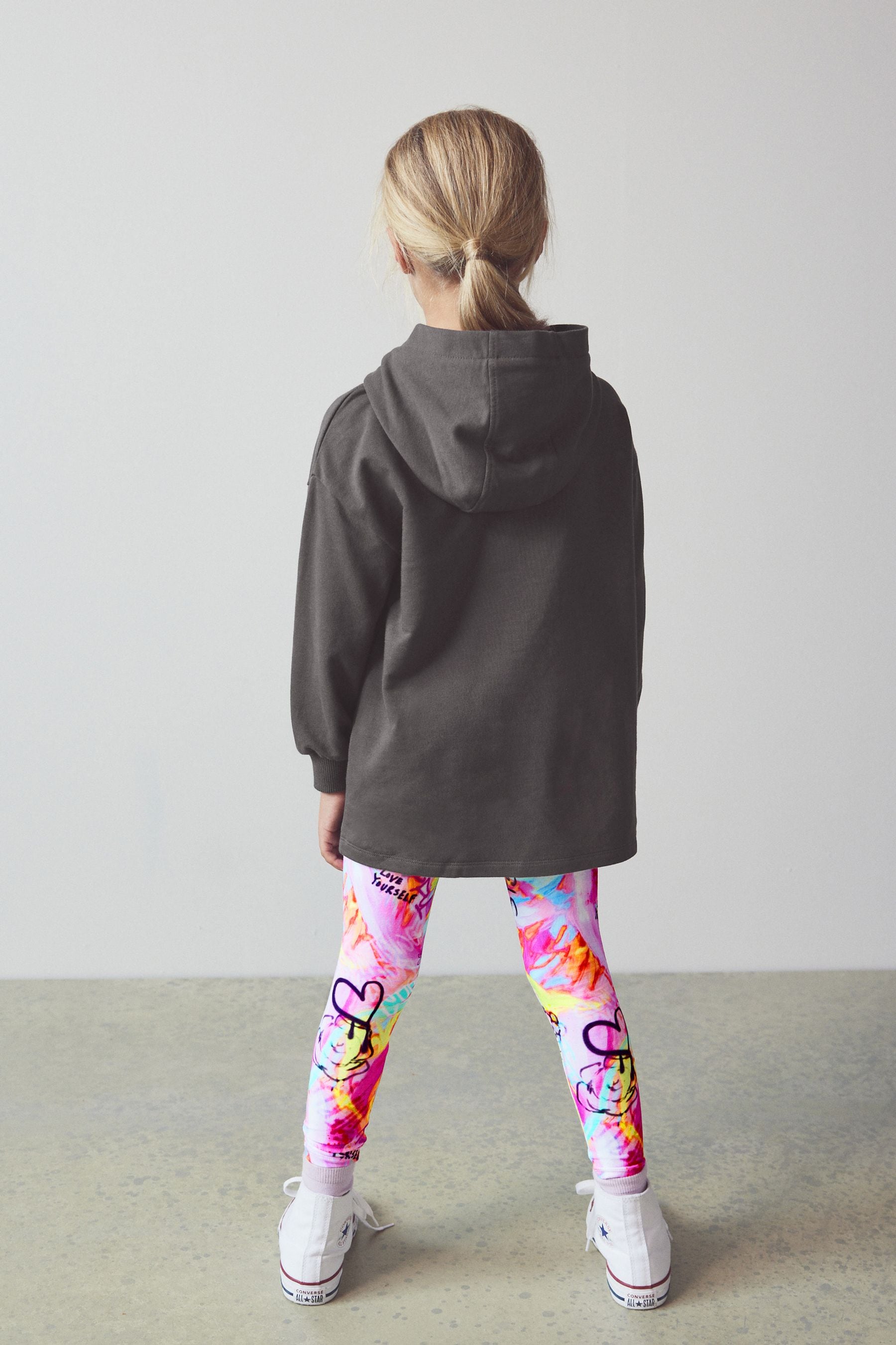 Charcoal Grey Graffiti Hoodie & Leggings Set (3-16yrs)