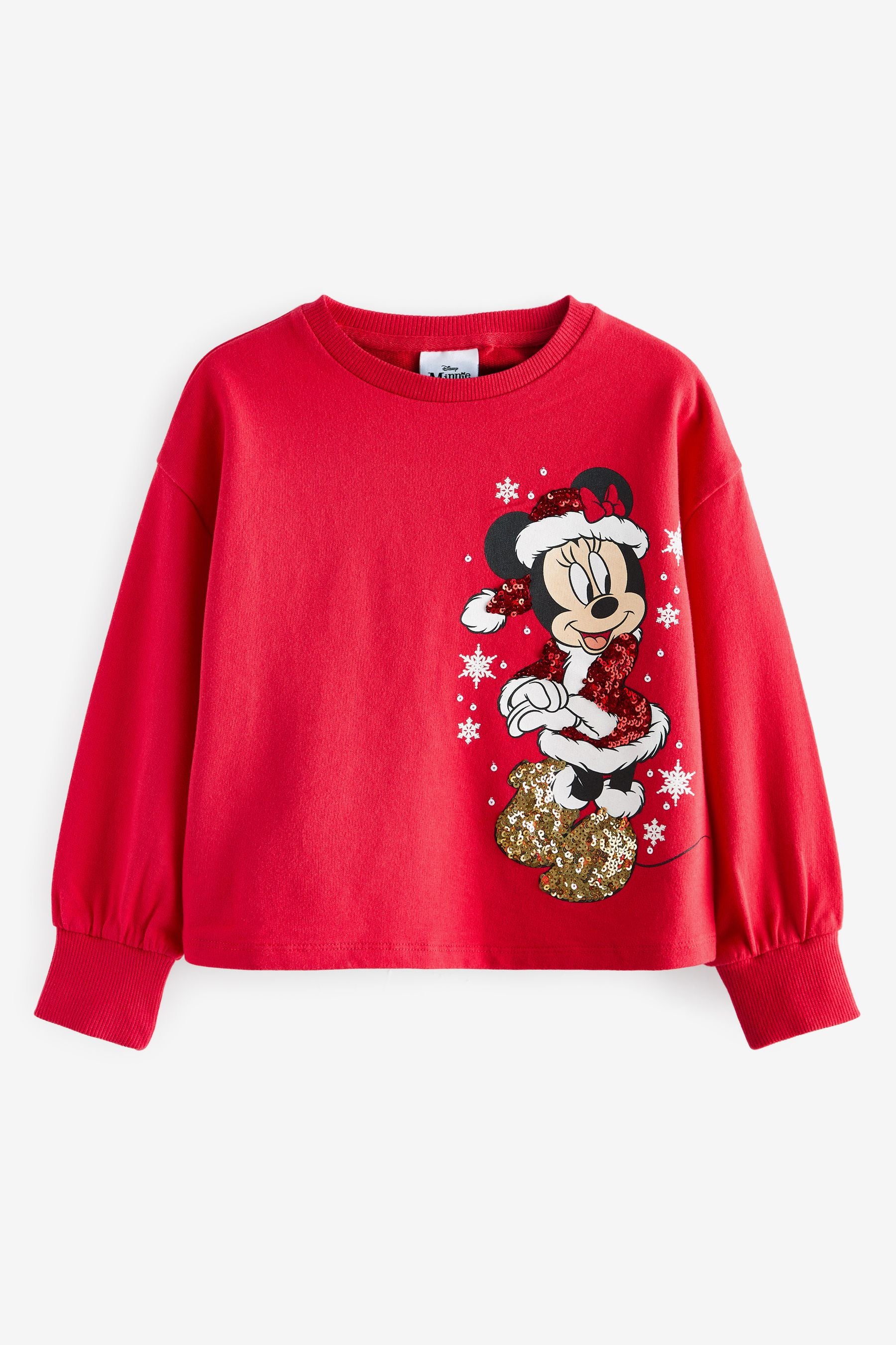 Red Minnie Mouse Sequin Christmas Long Sleeve T-Shirt (3-16yrs)