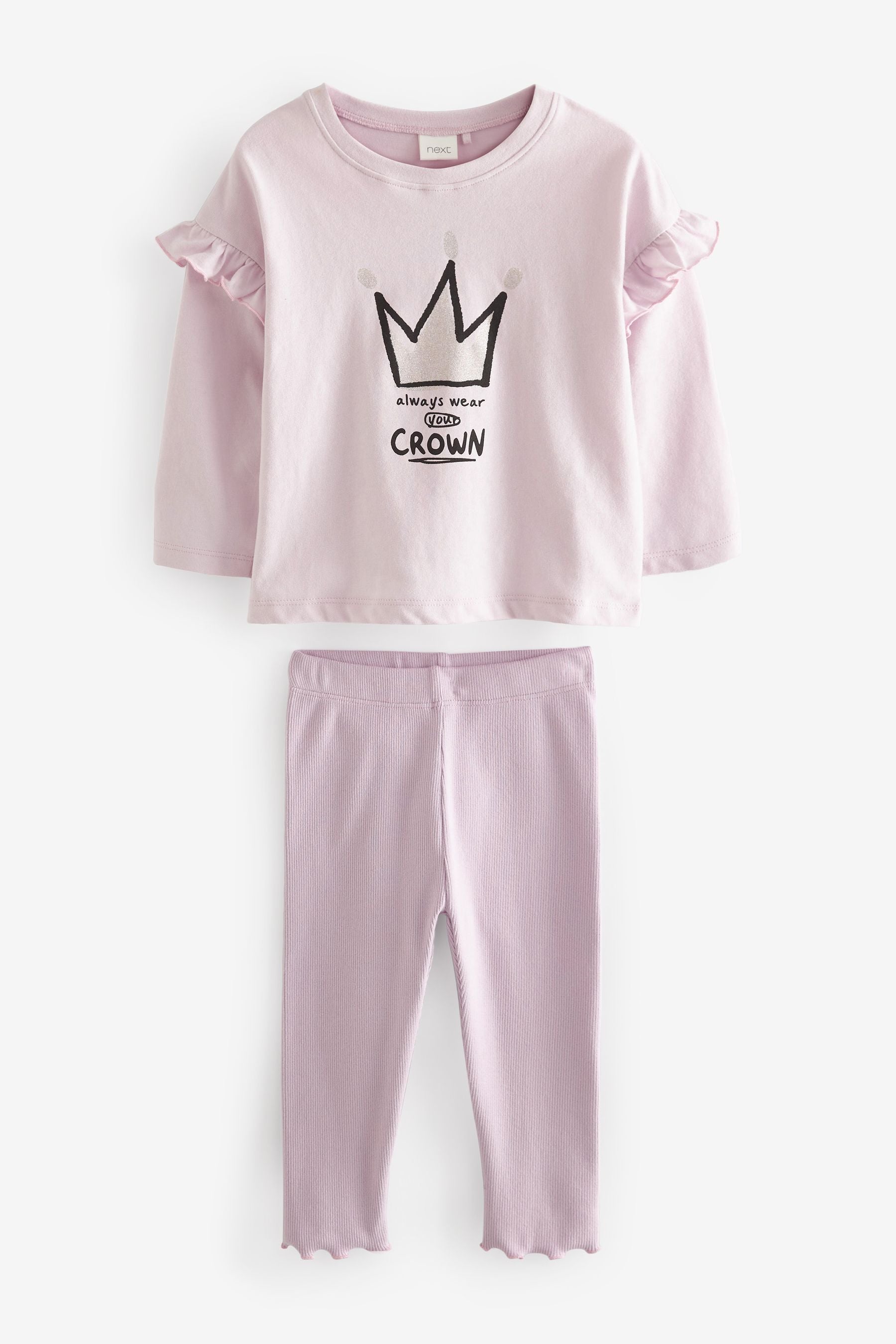 Pink Princess Crown Long Sleeves T-Shirt And Leggings Set (3mths-7yrs)