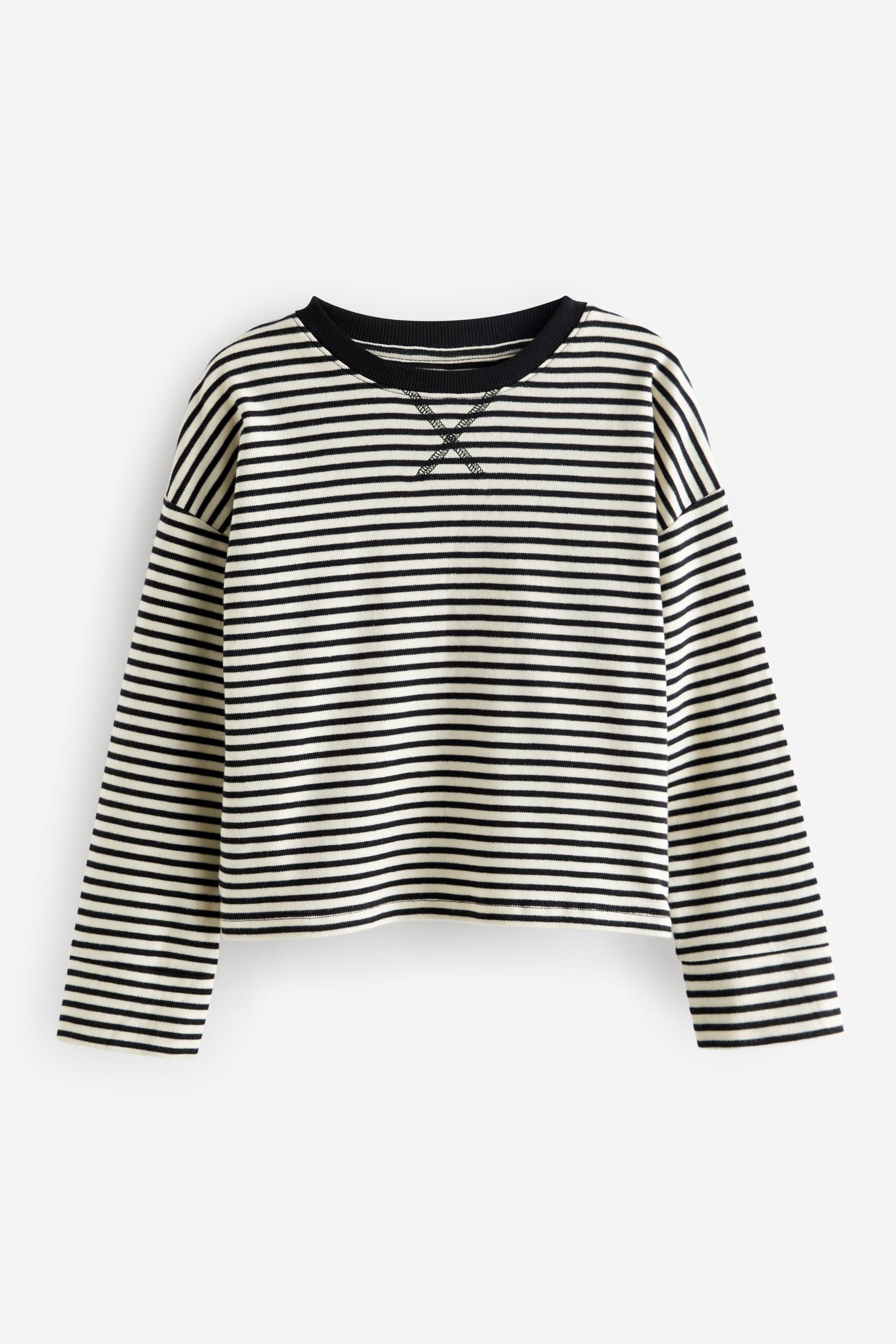 Black/White Stripe Long Sleeve Boxy T-Shirt (3-16yrs)