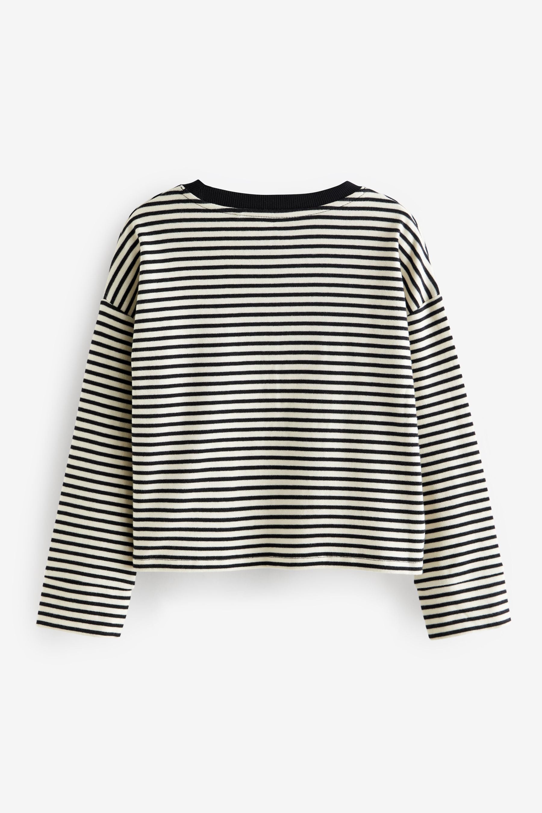 Black/White Stripe Long Sleeve Boxy T-Shirt (3-16yrs)