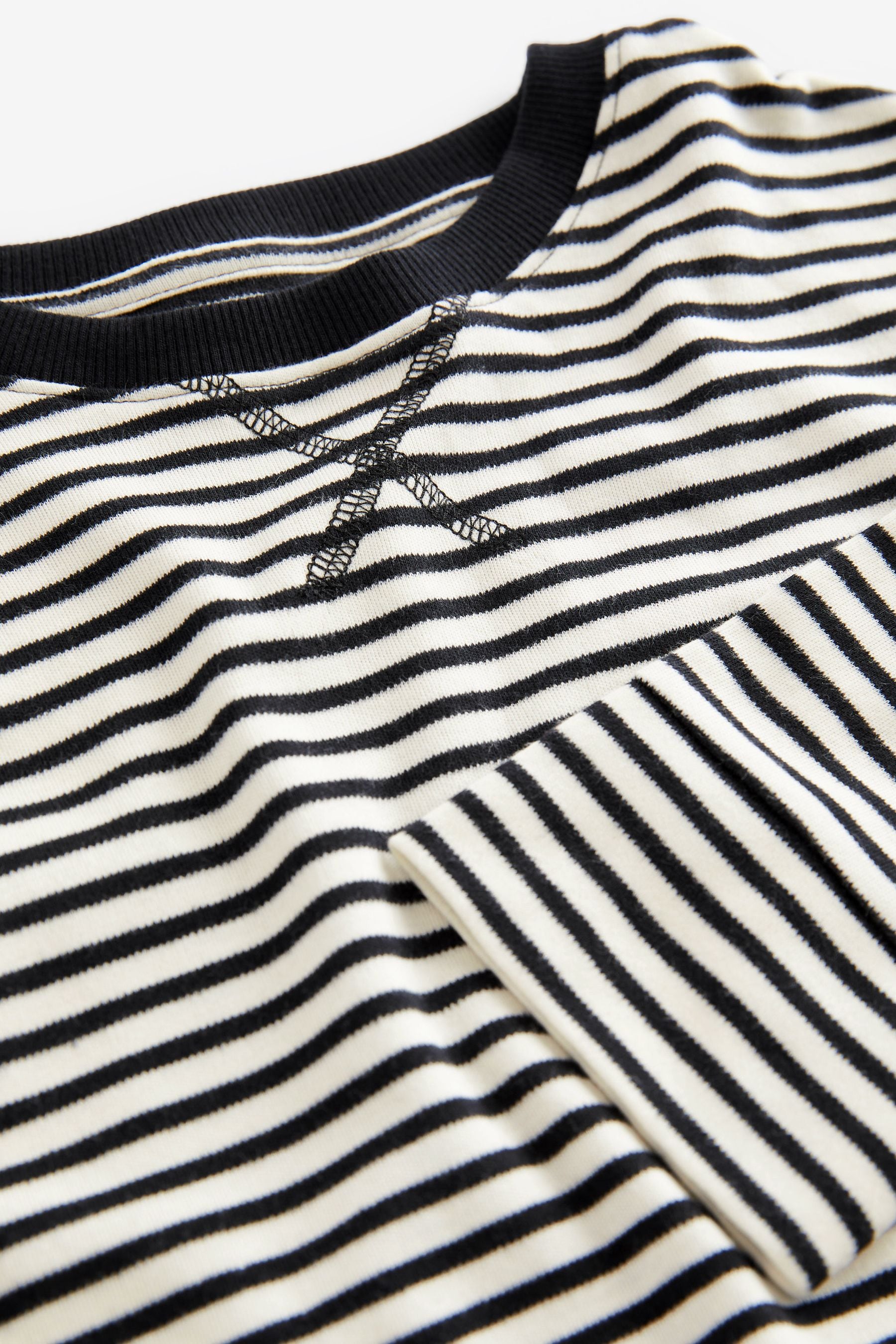 Black/White Stripe Long Sleeve Boxy T-Shirt (3-16yrs)