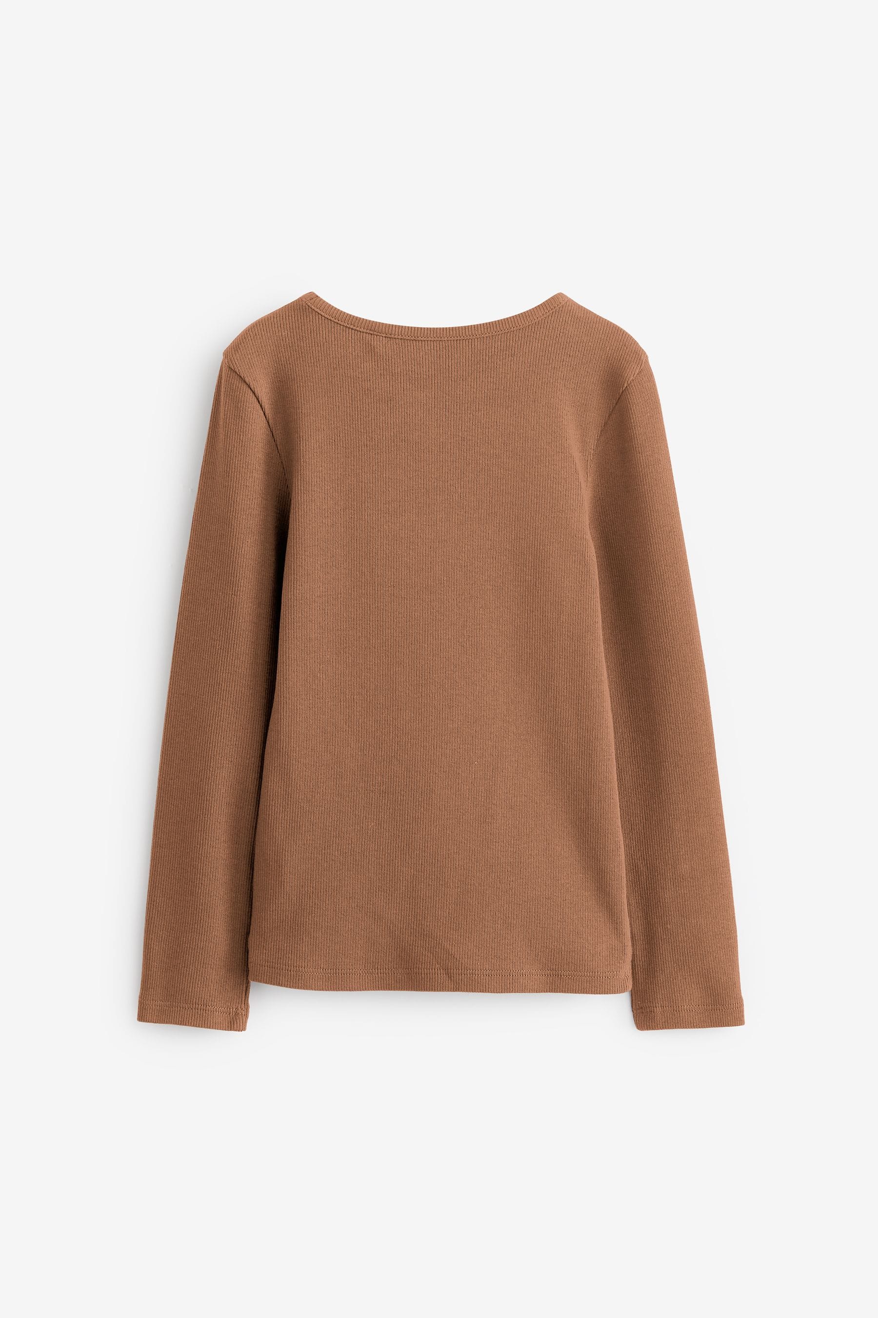 Brown Long Sleeve Ribbed Top (3-16yrs)