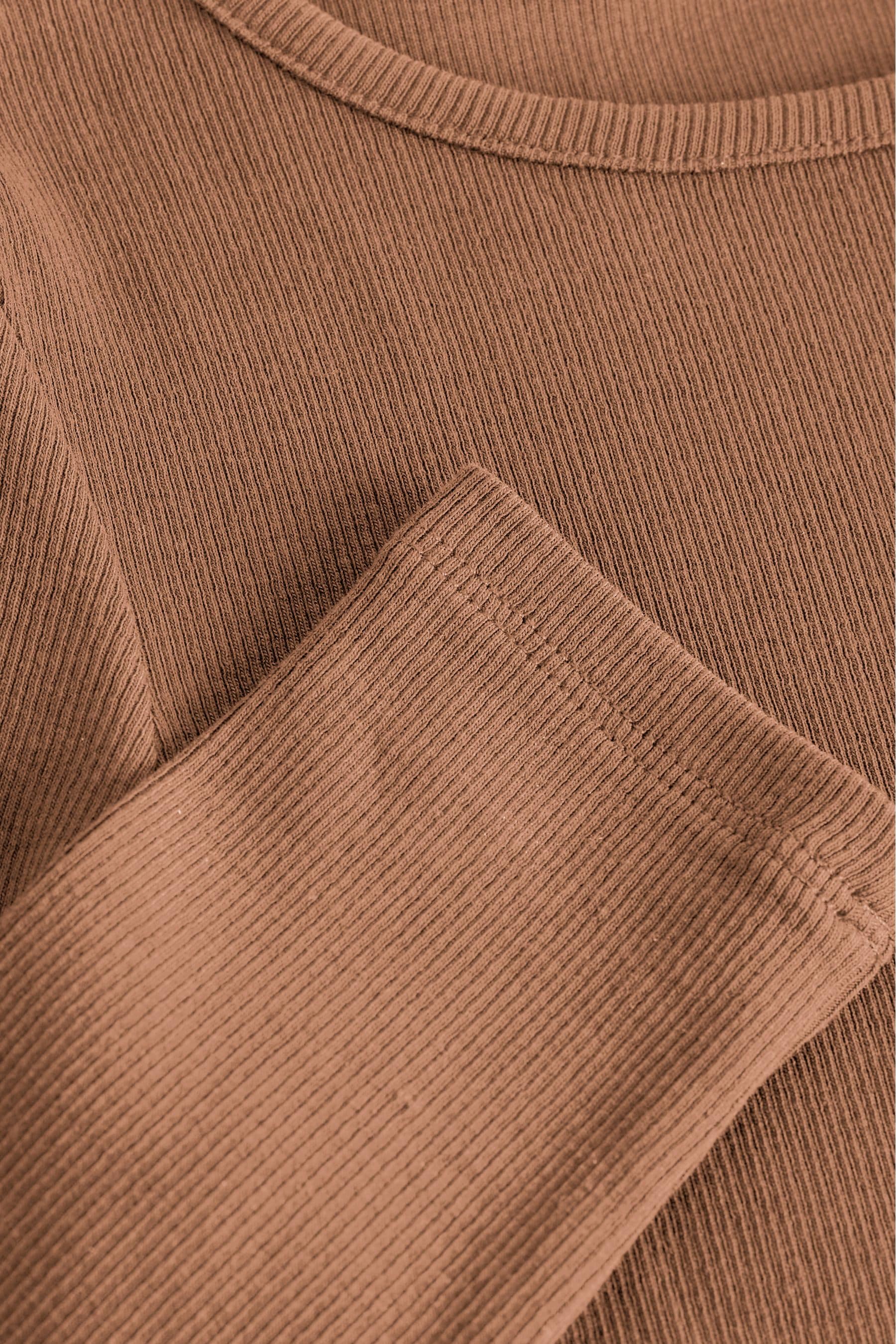 Brown Long Sleeve Ribbed Top (3-16yrs)