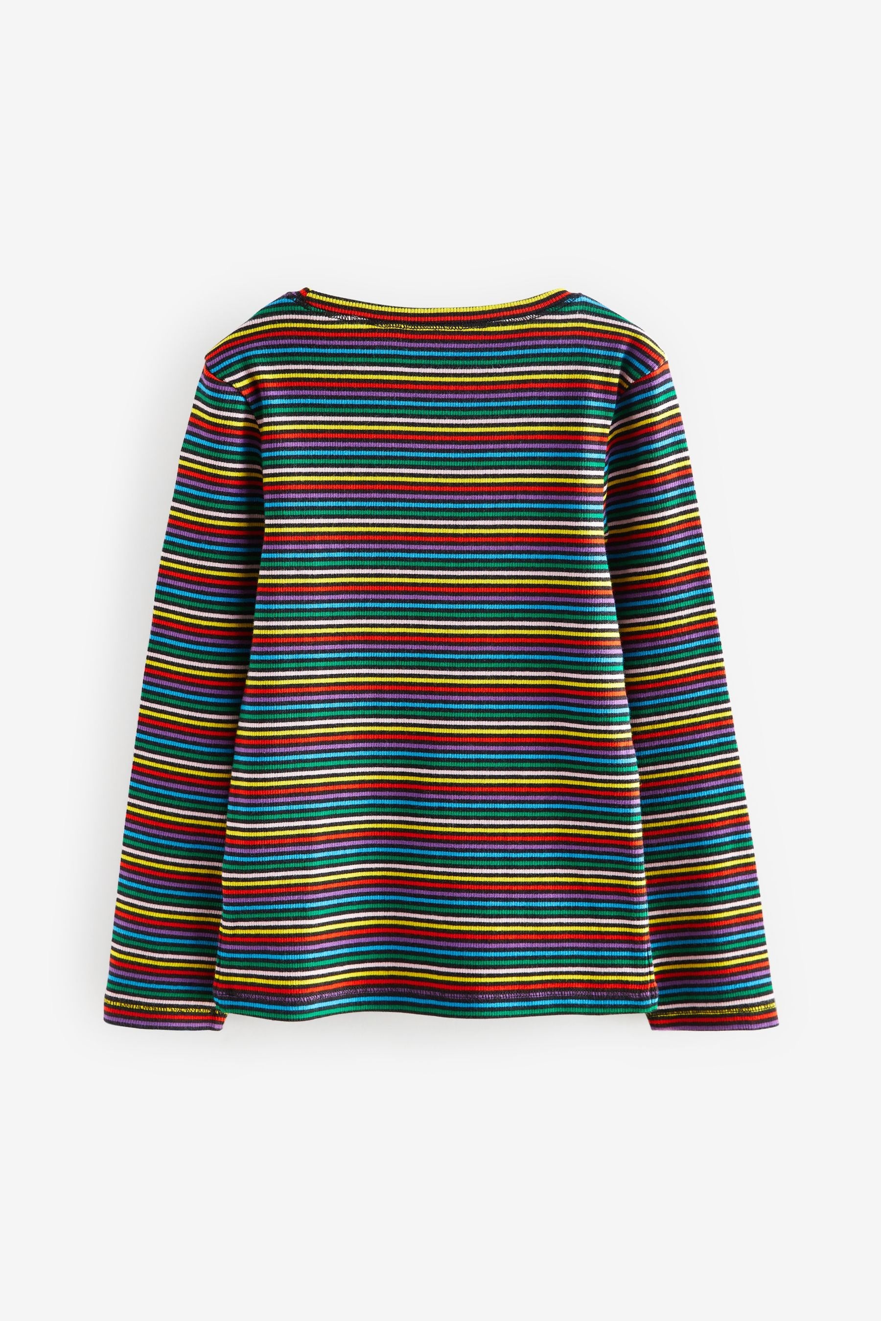 Rainbow Stripe Long Sleeve Ribbed Top (3-16yrs)