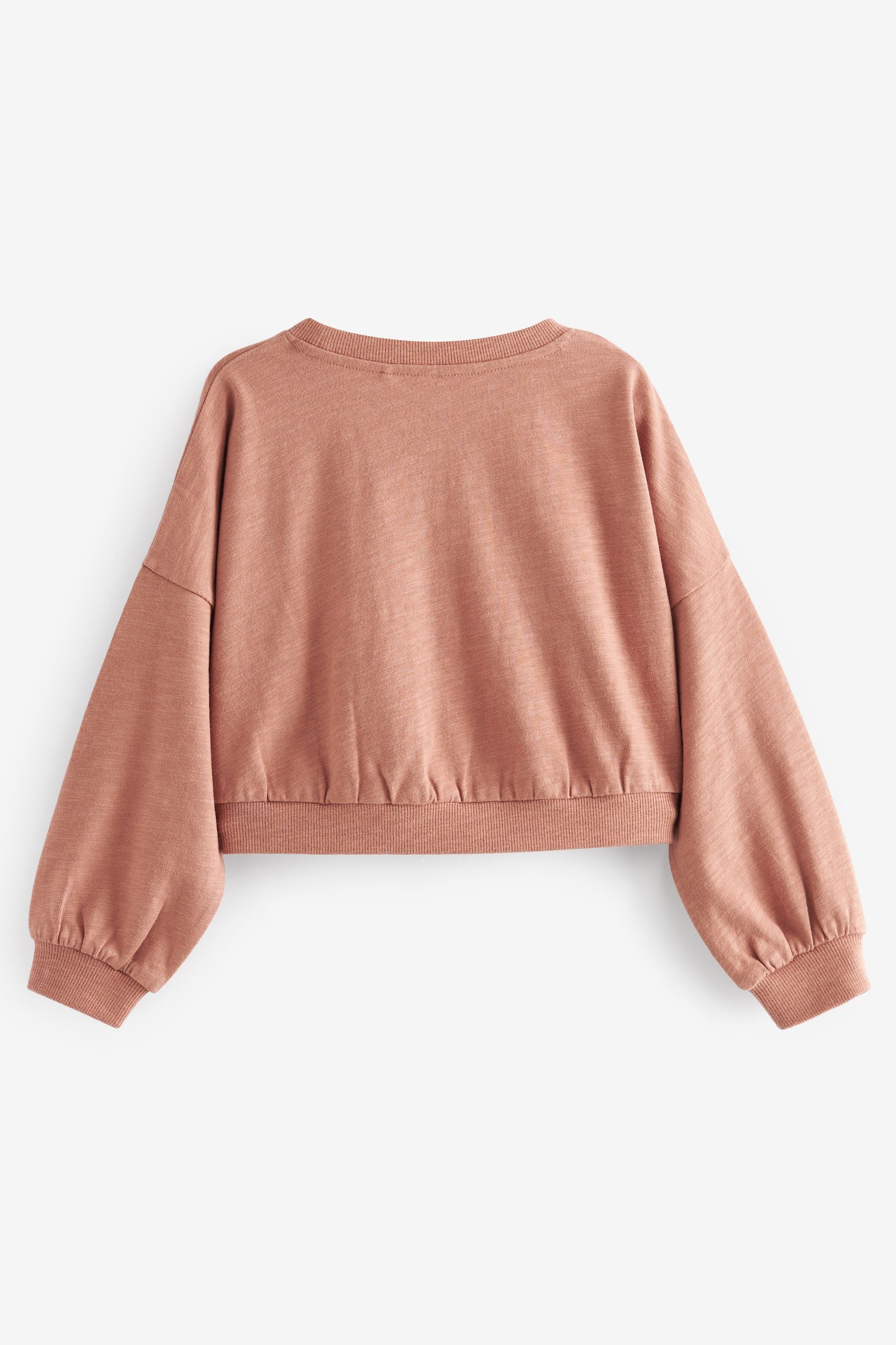 Brown Boxy Long Sleeve Cuffed Sweat Top (3-16yrs)