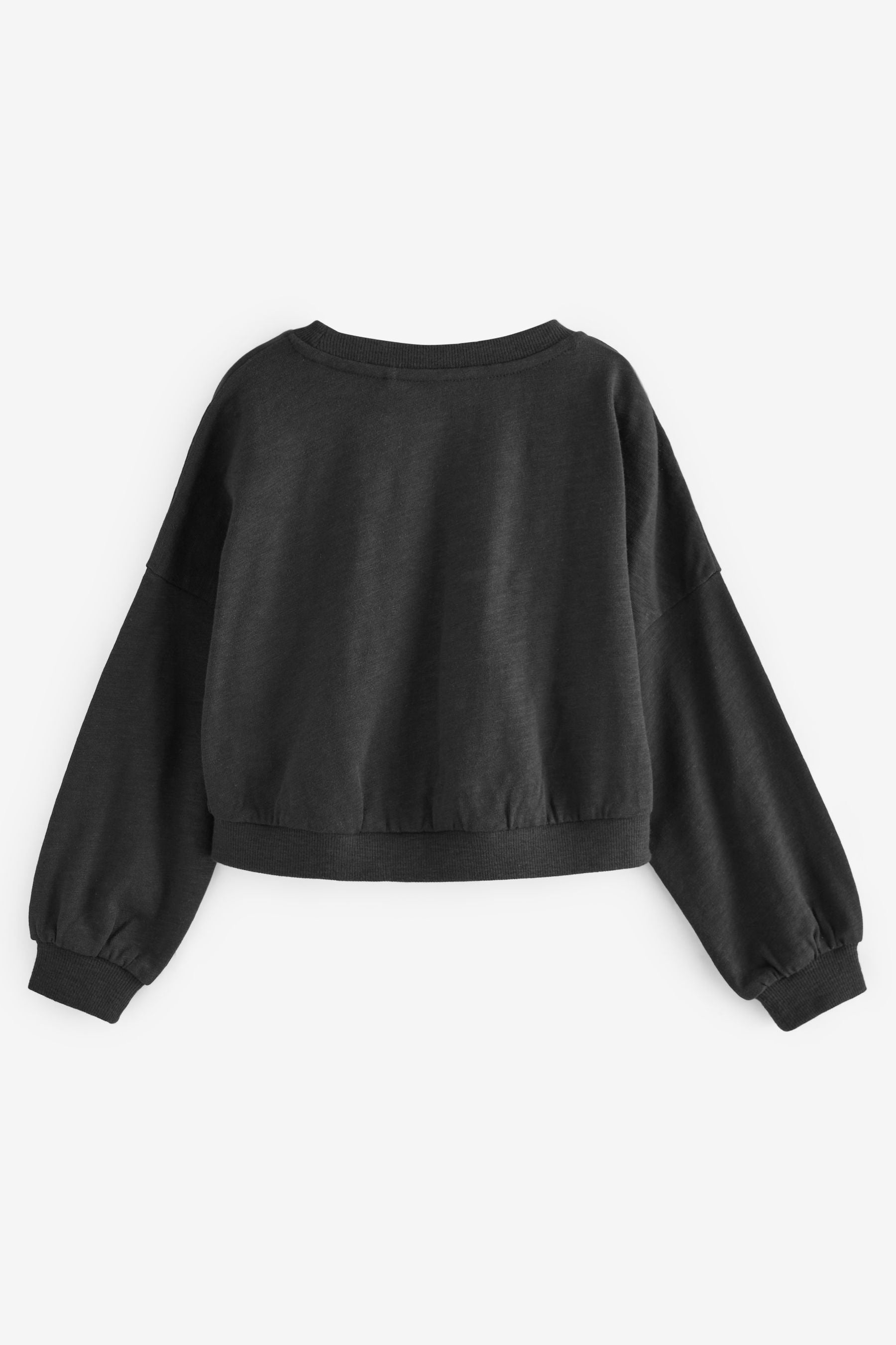 Black Boxy Long Sleeve Cuffed Sweat Top (3-16yrs)