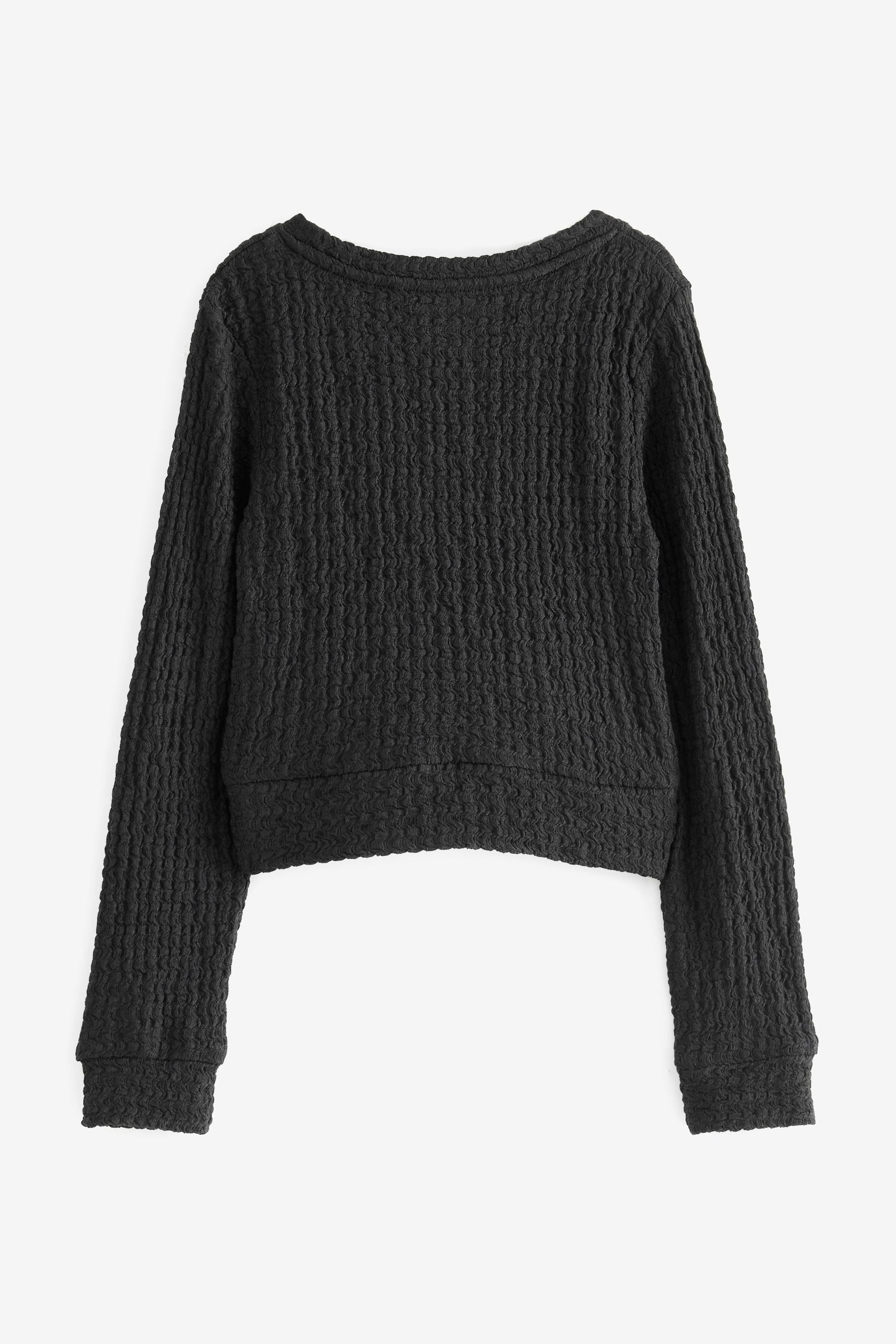 Black Textured Wrap Long Sleeve T-Shirt (3-16yrs)