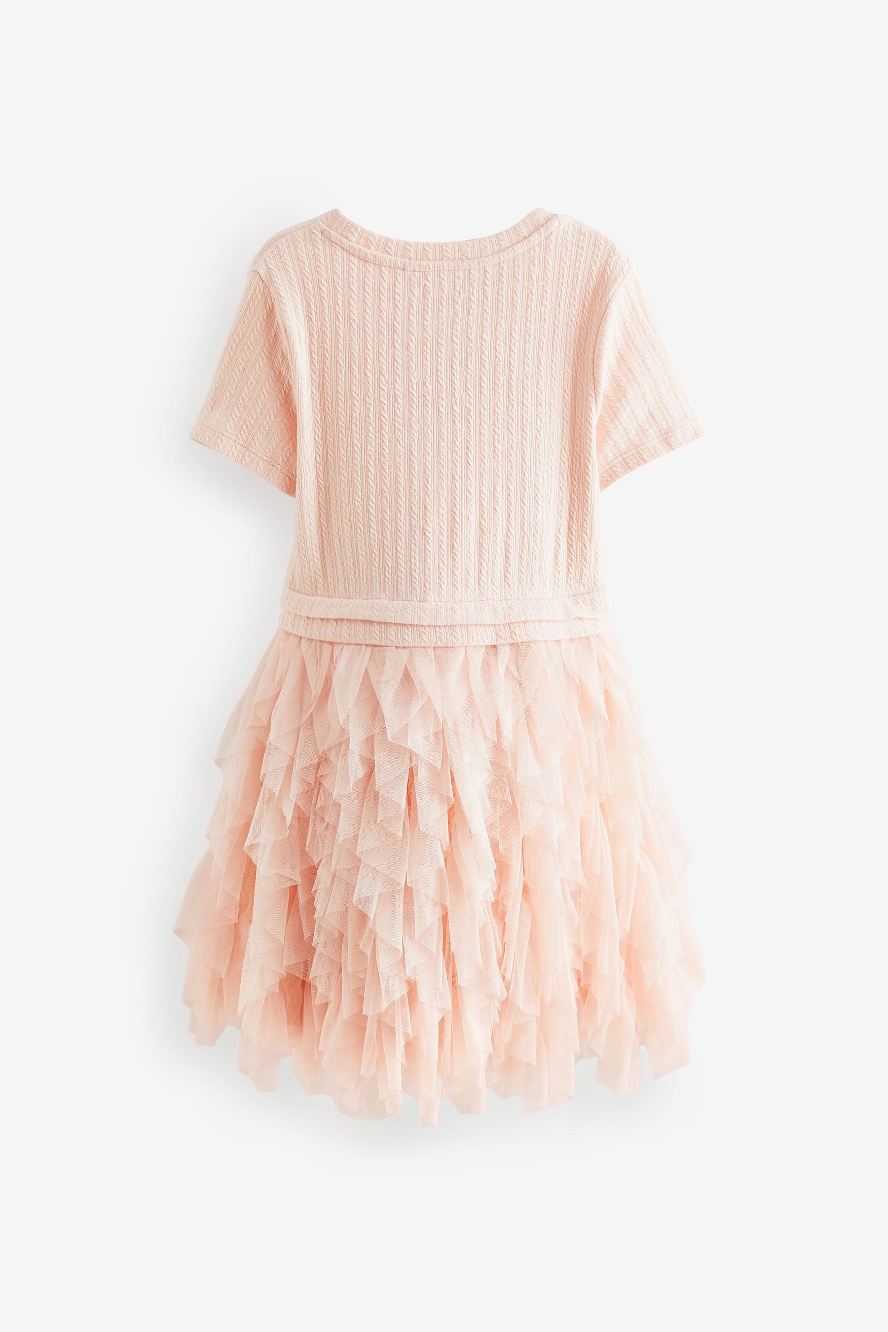 Pink Textured Mesh Frill Dress (3-12yrs)