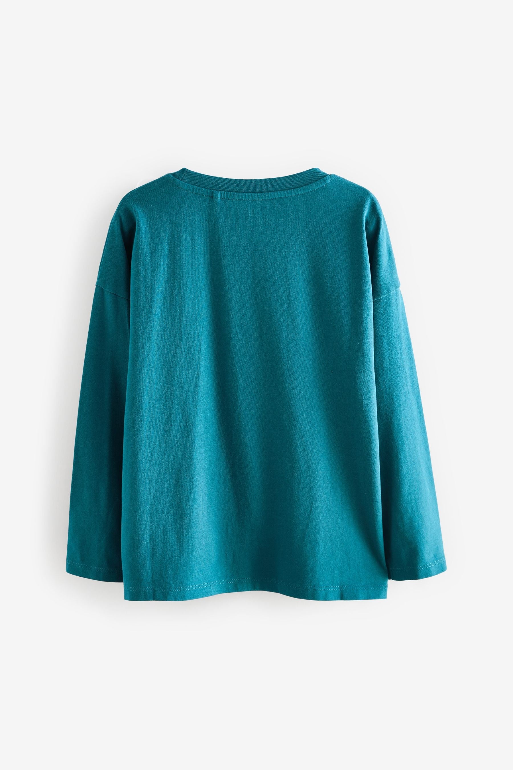 Teal Blue Long Sleeve Sequin Heart T-Shirt (3-16yrs)