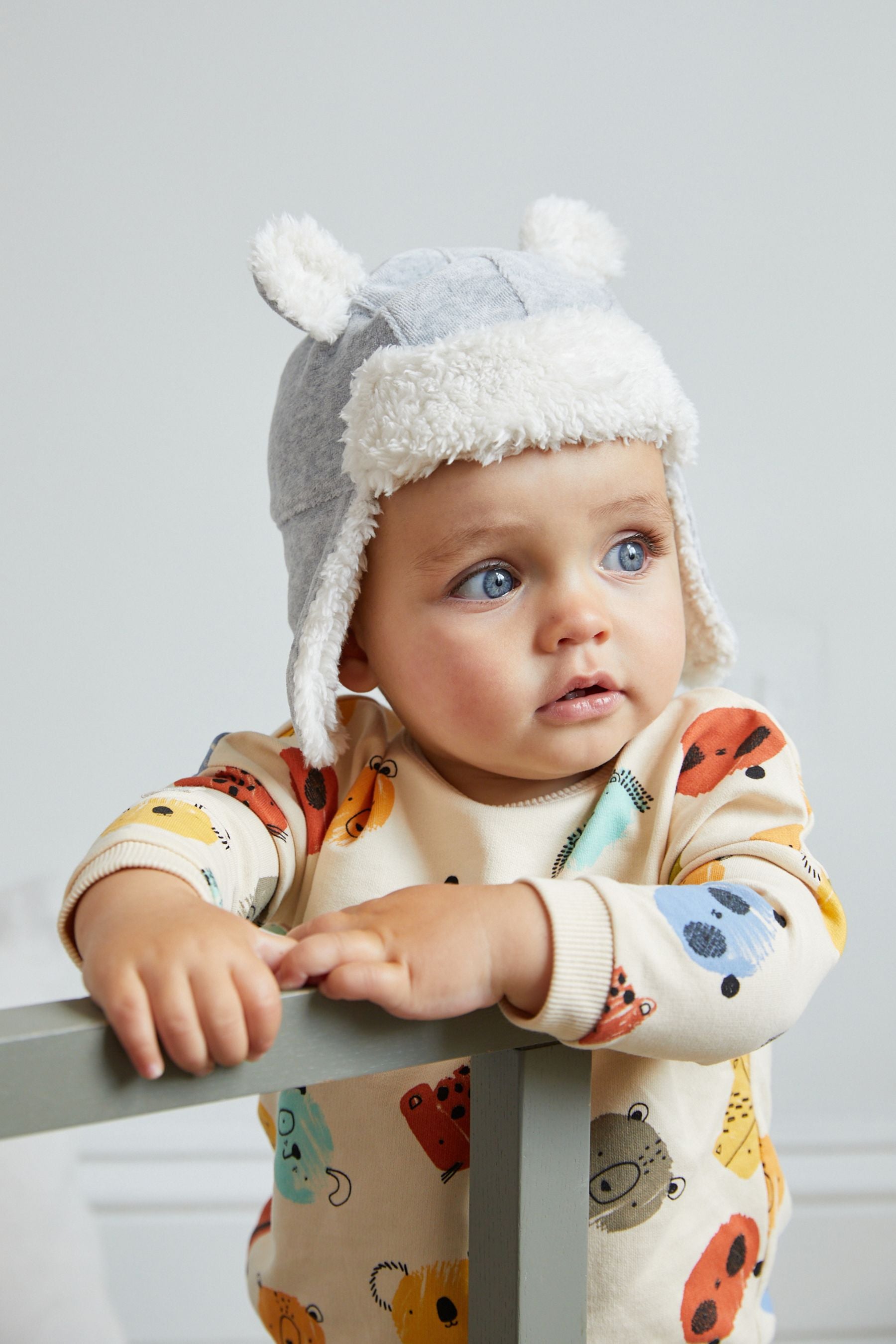 Grey Baby Borg Trapper Hat (0mths-2yrs)