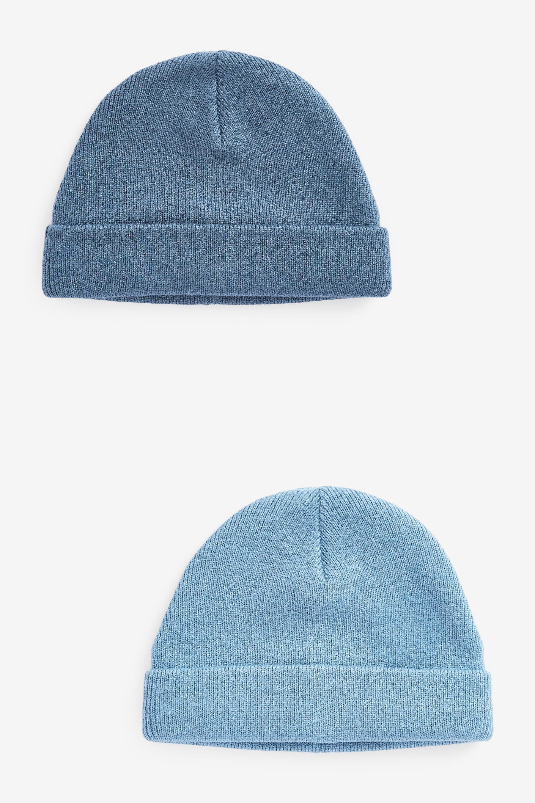 Navy Blue Baby Knitted Beanie Hats 2 Packs (0mths-2yrs)