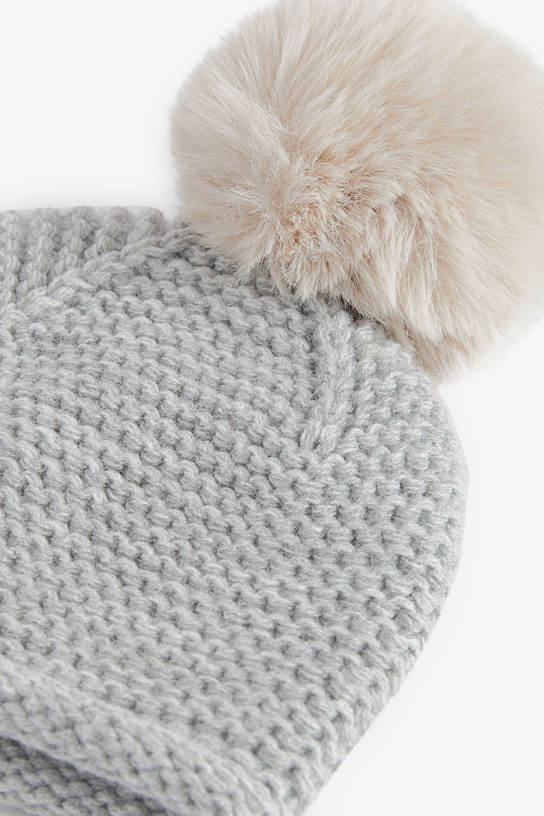 Grey Knitted Baby Pom Hat (0mths-2yrs)