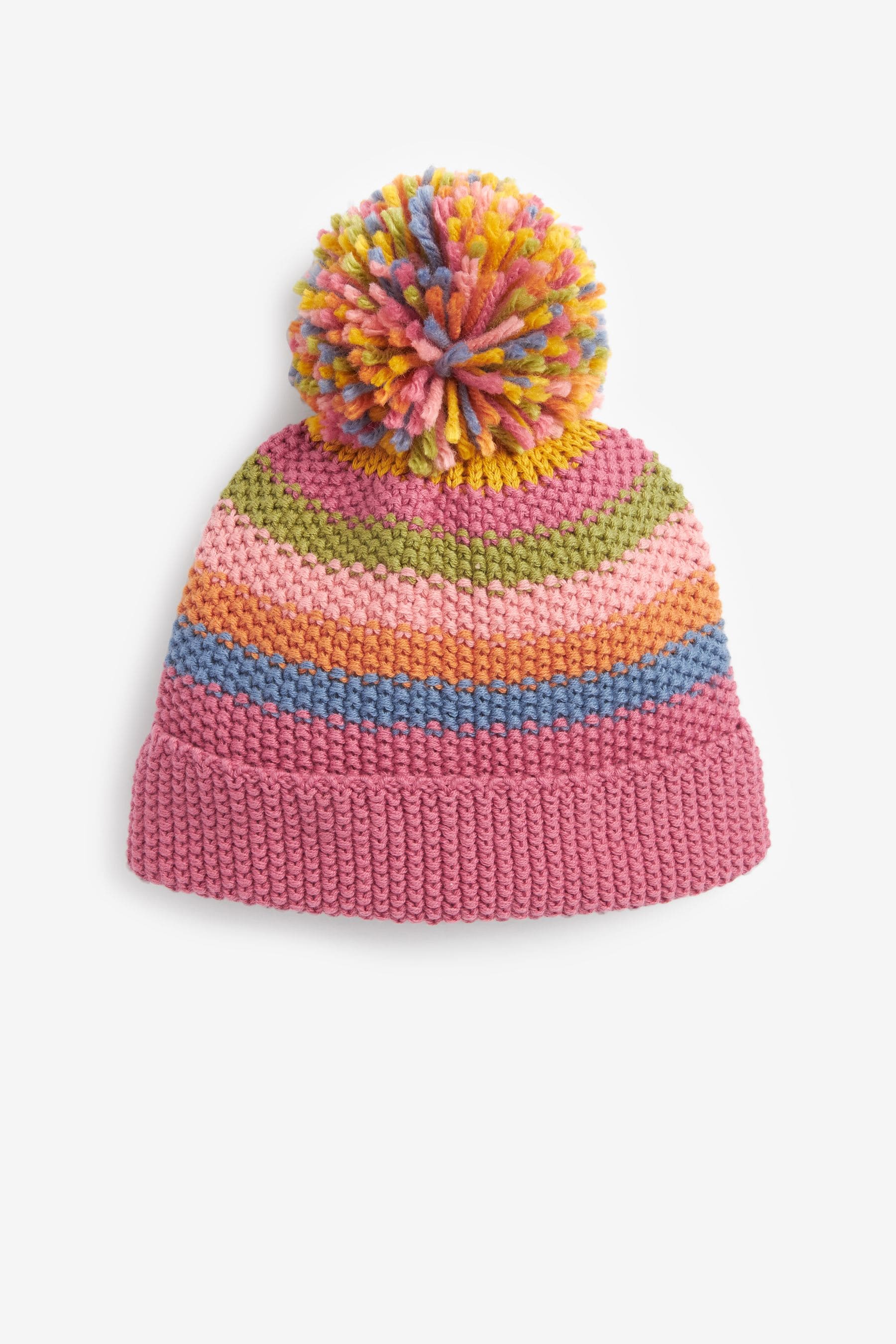 Bright Rainbow Baby Pom Hat (0mths-2yrs)