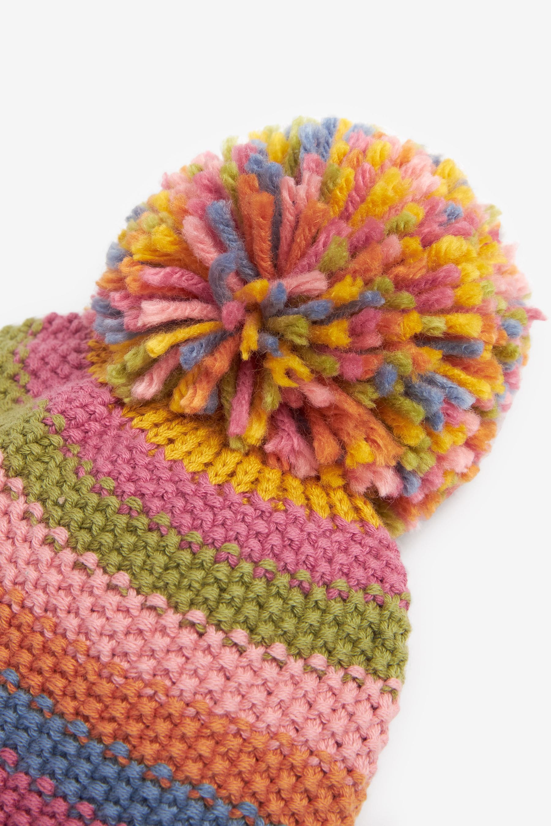 Bright Rainbow Baby Pom Hat (0mths-2yrs)