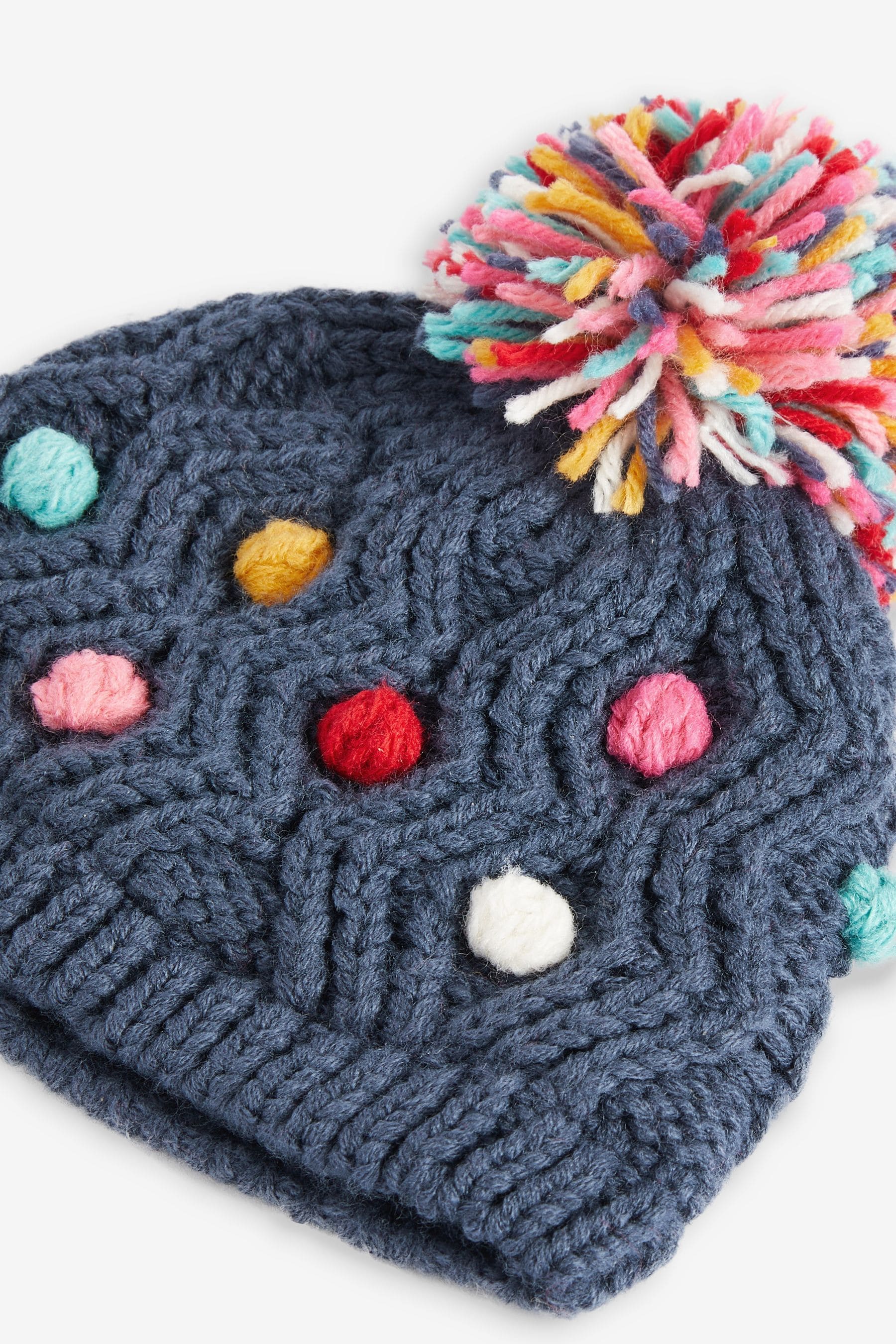 Navy Baby Pom Hat (0mths-2yrs)