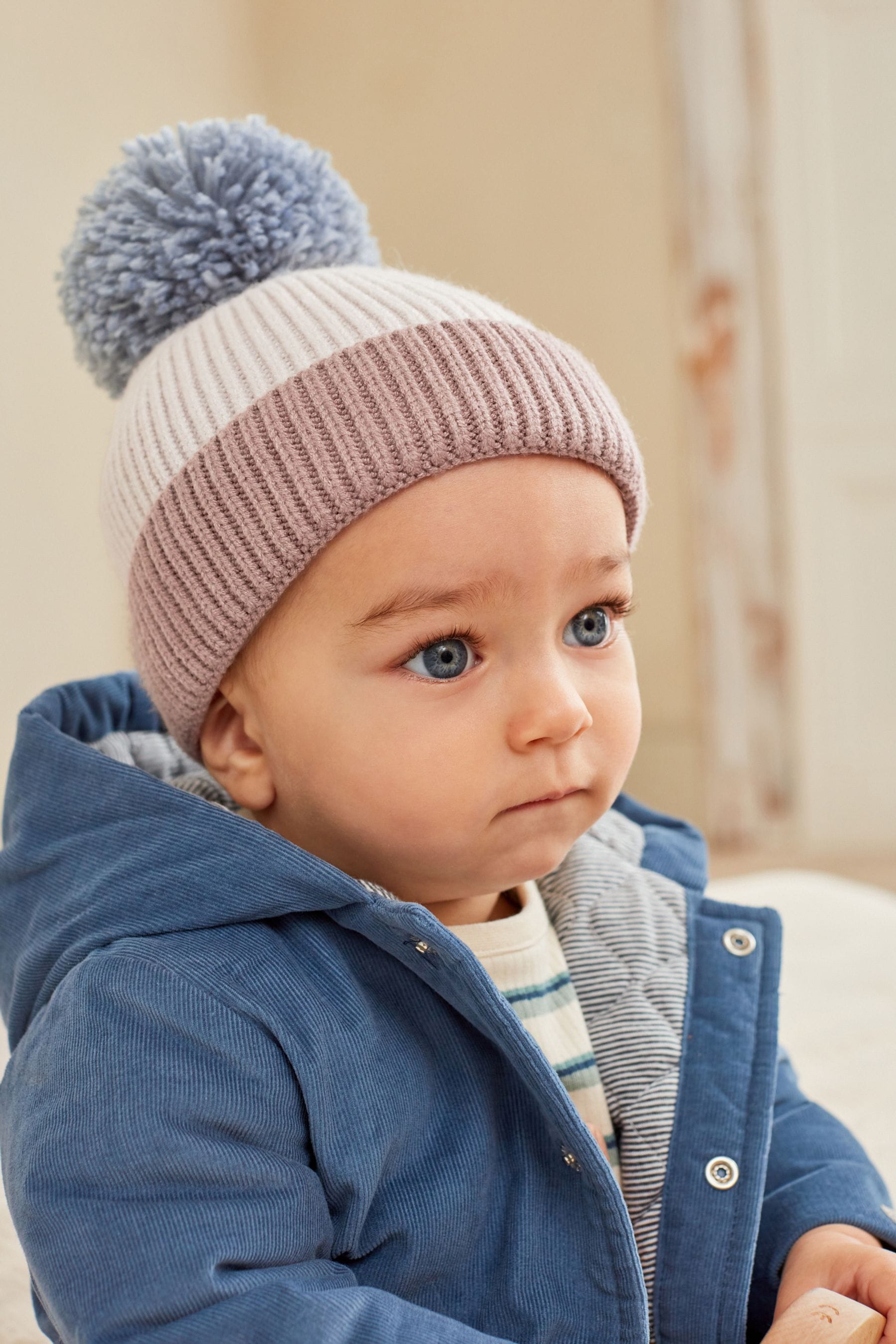 Ecru Cream Baby Knitted Pom Hat (0mths-2yrs)