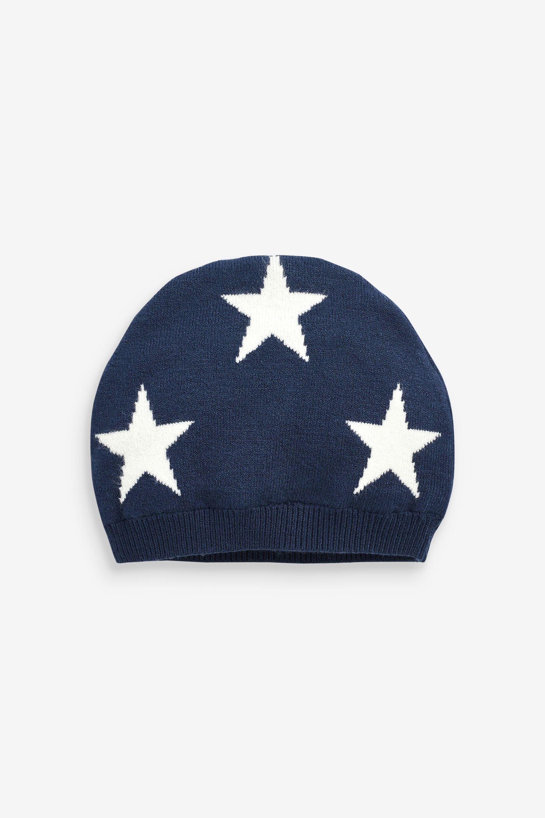 Navy Blue Star Beanie Baby Hat (0mths-2yrs)