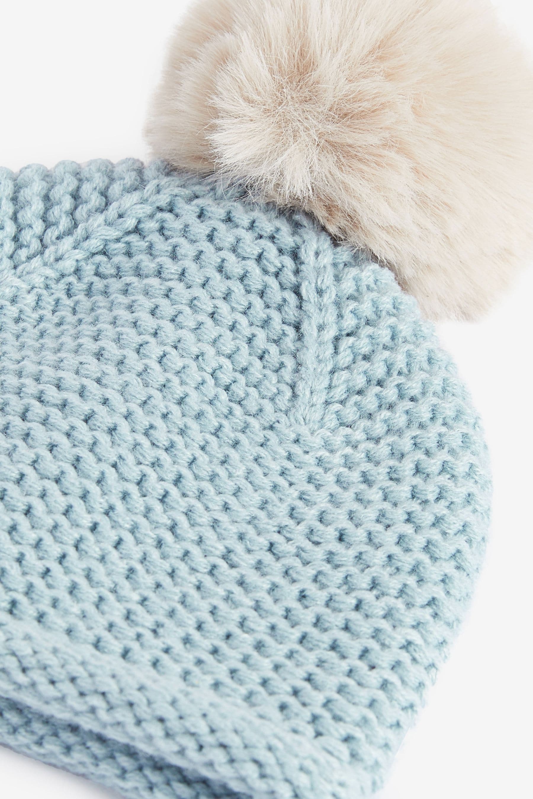 Blue Baby Knitted Pom Hat (0mths-2yrs)