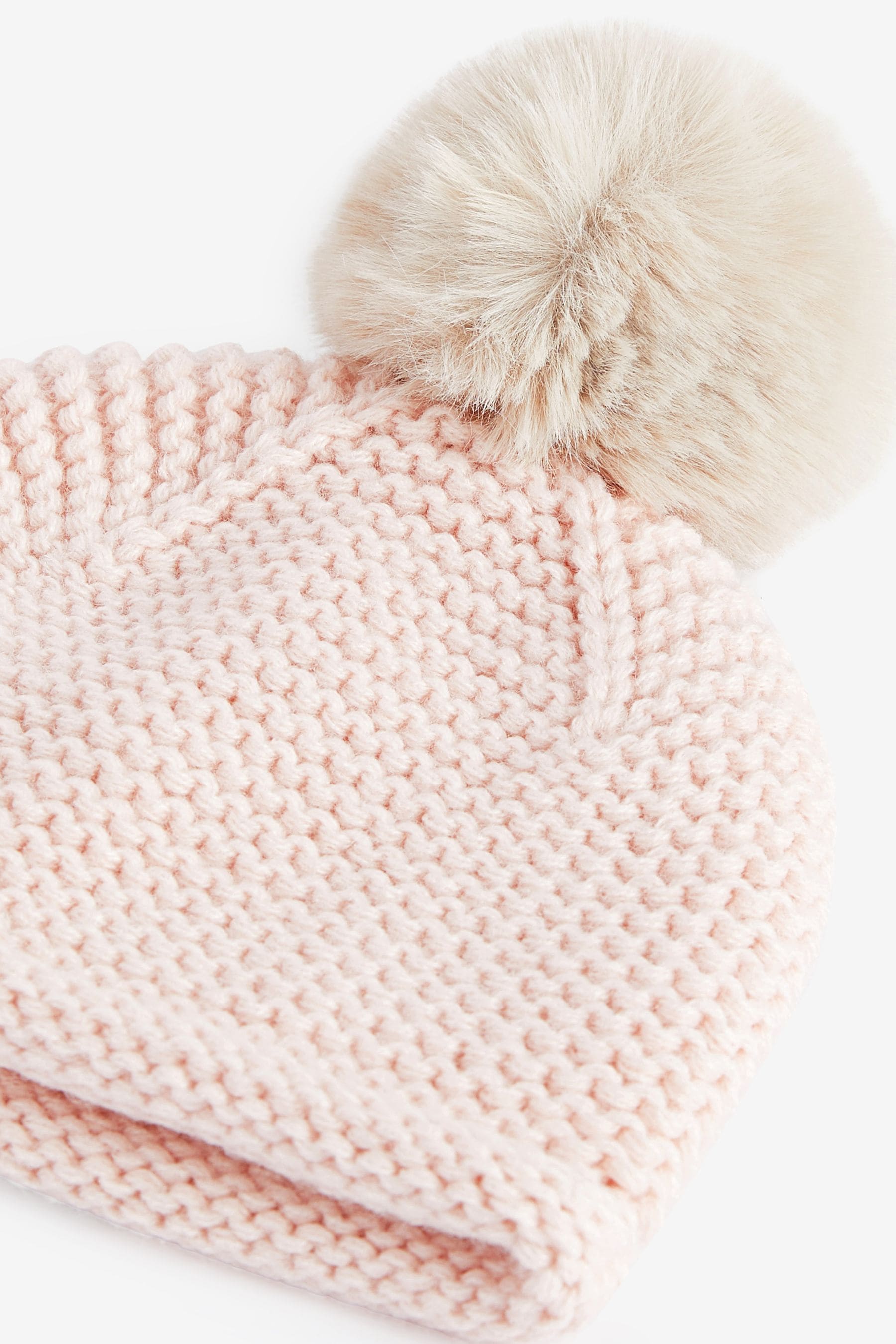 Pink Knit Baby Pom Hat (0mths-2yrs)