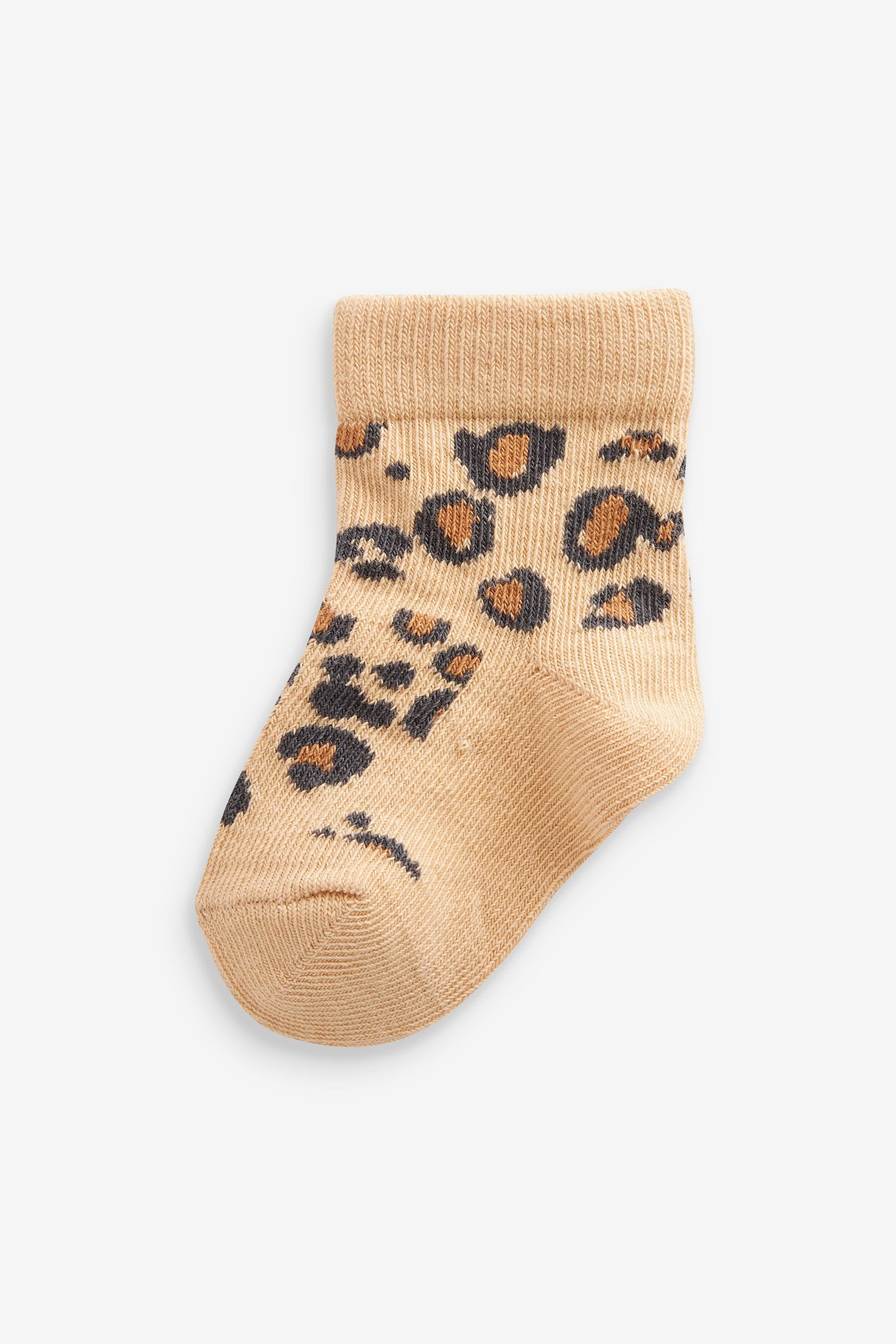 Neutral Animal Print Socks 5 Pack (0mths-2yrs)